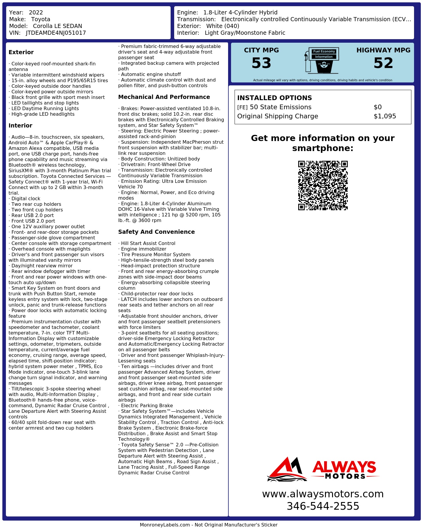 Monroney Label