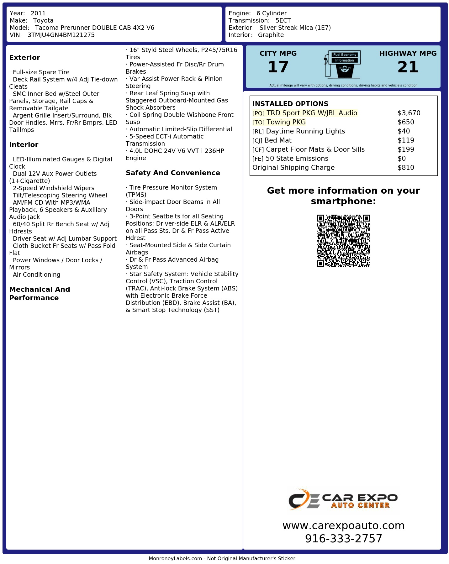 Monroney Label