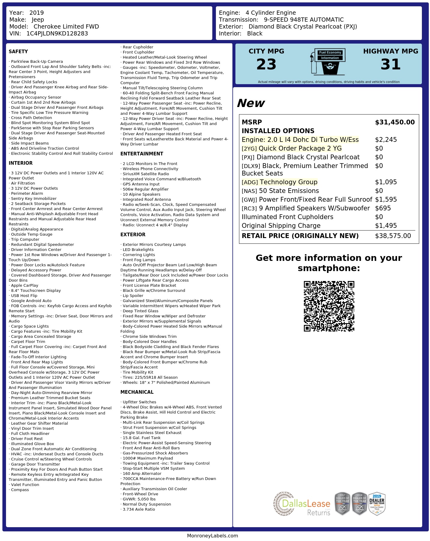 Monroney Label