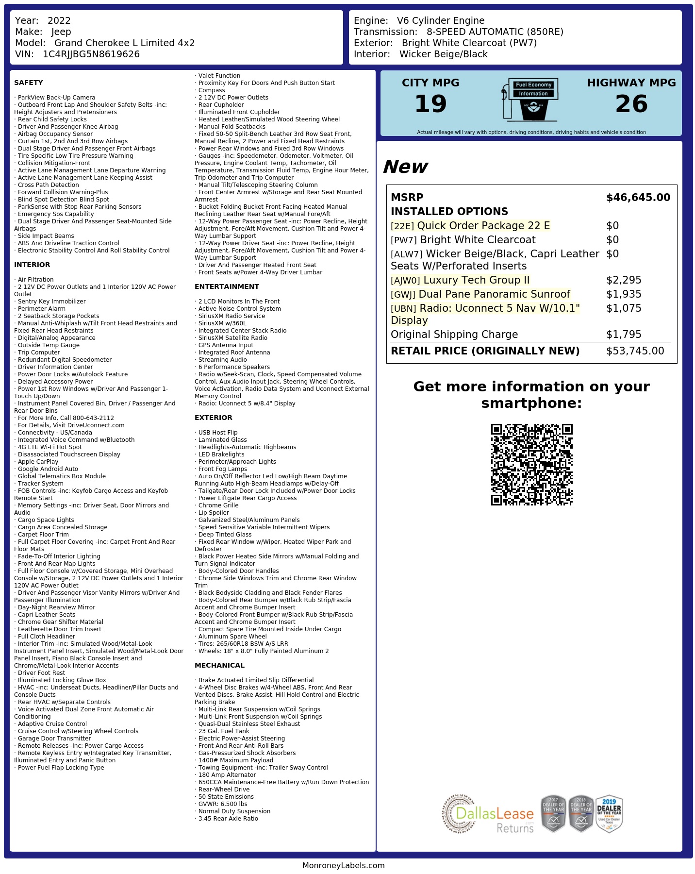 Monroney Label
