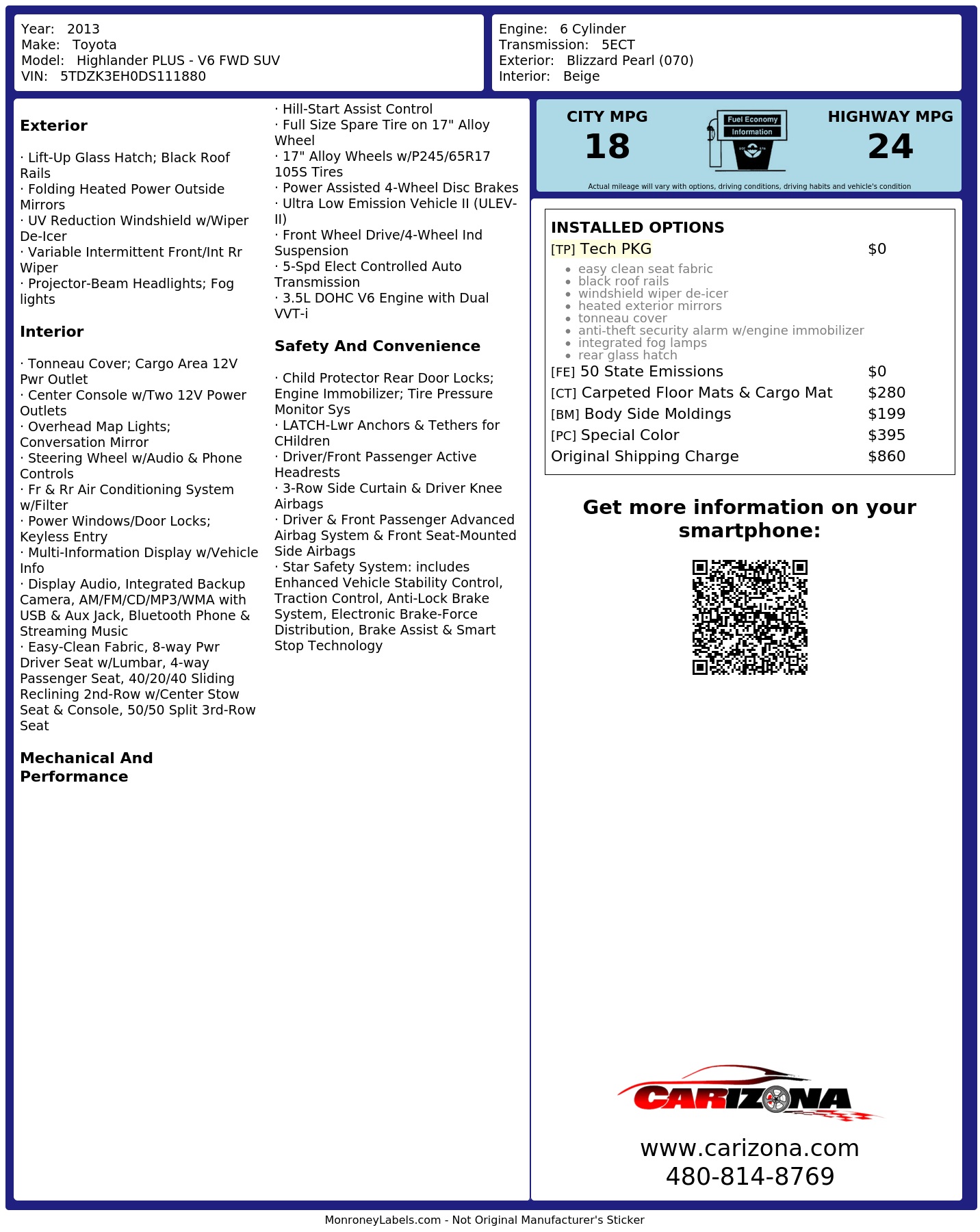 Monroney Label