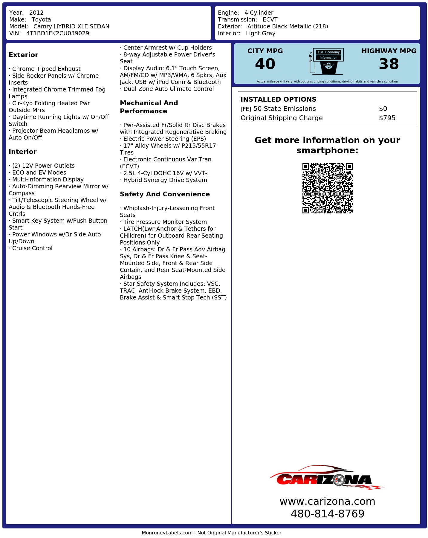Monroney Label