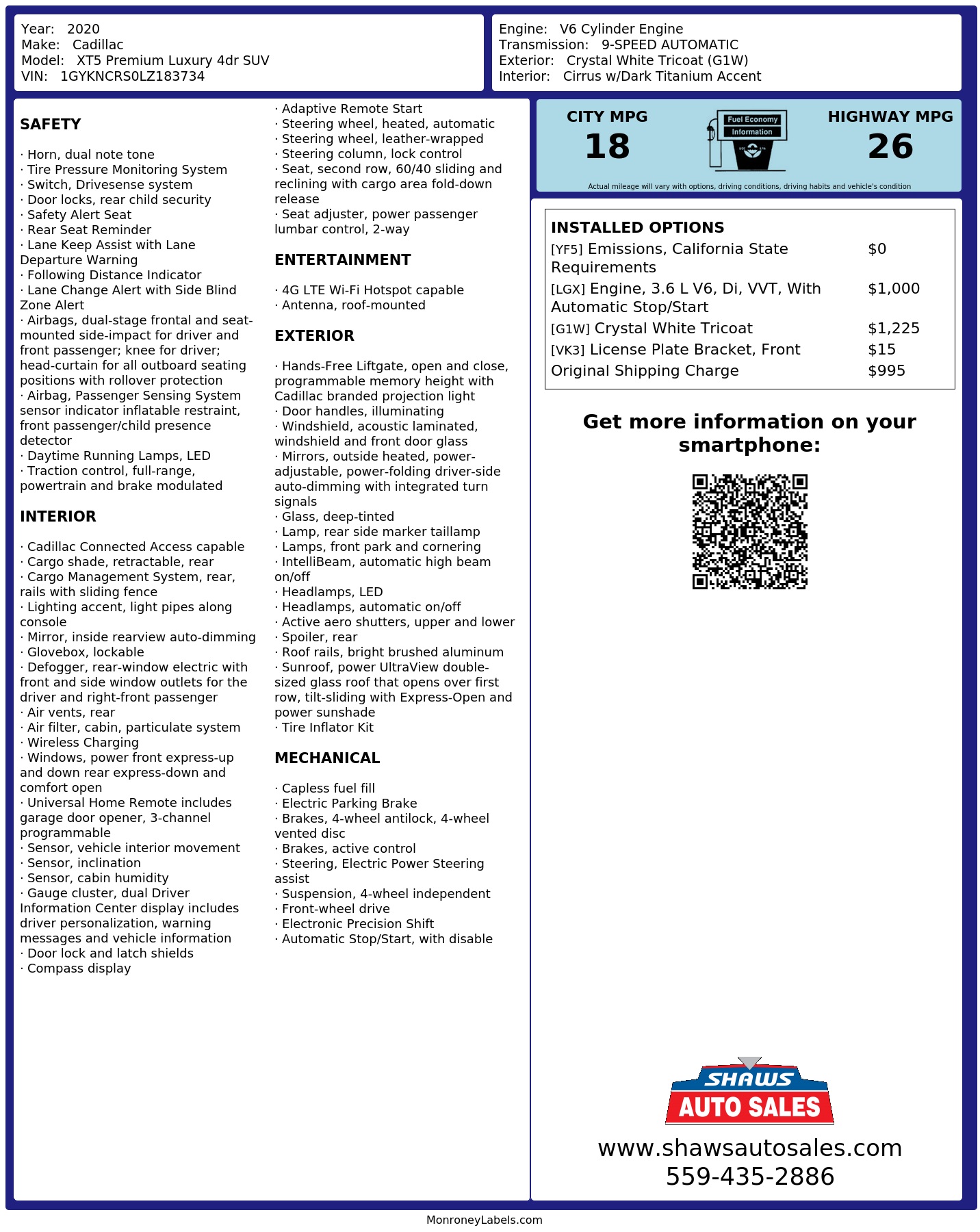 Monroney Label