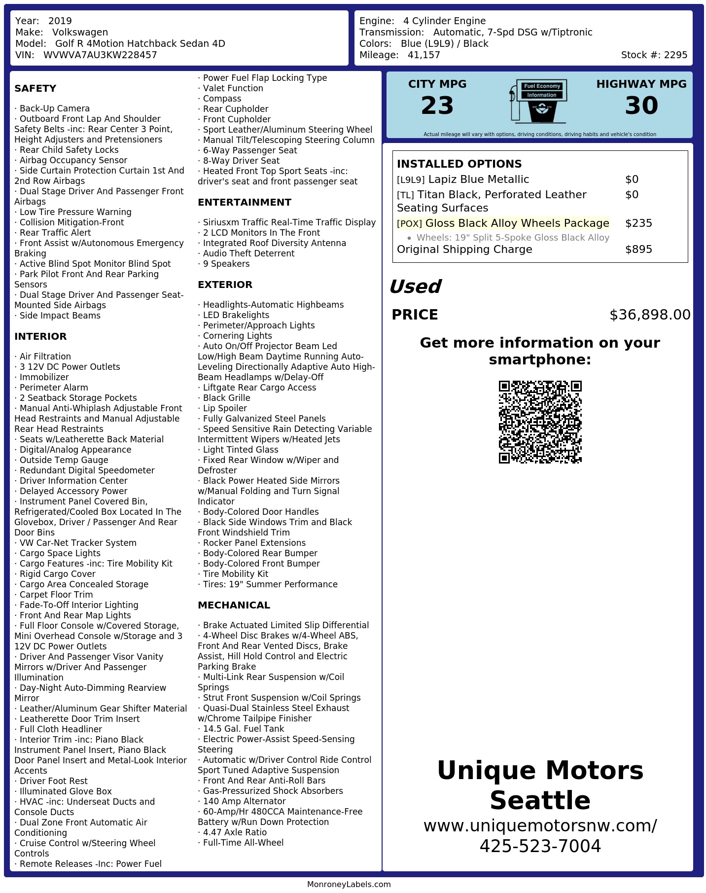 Monroney Label