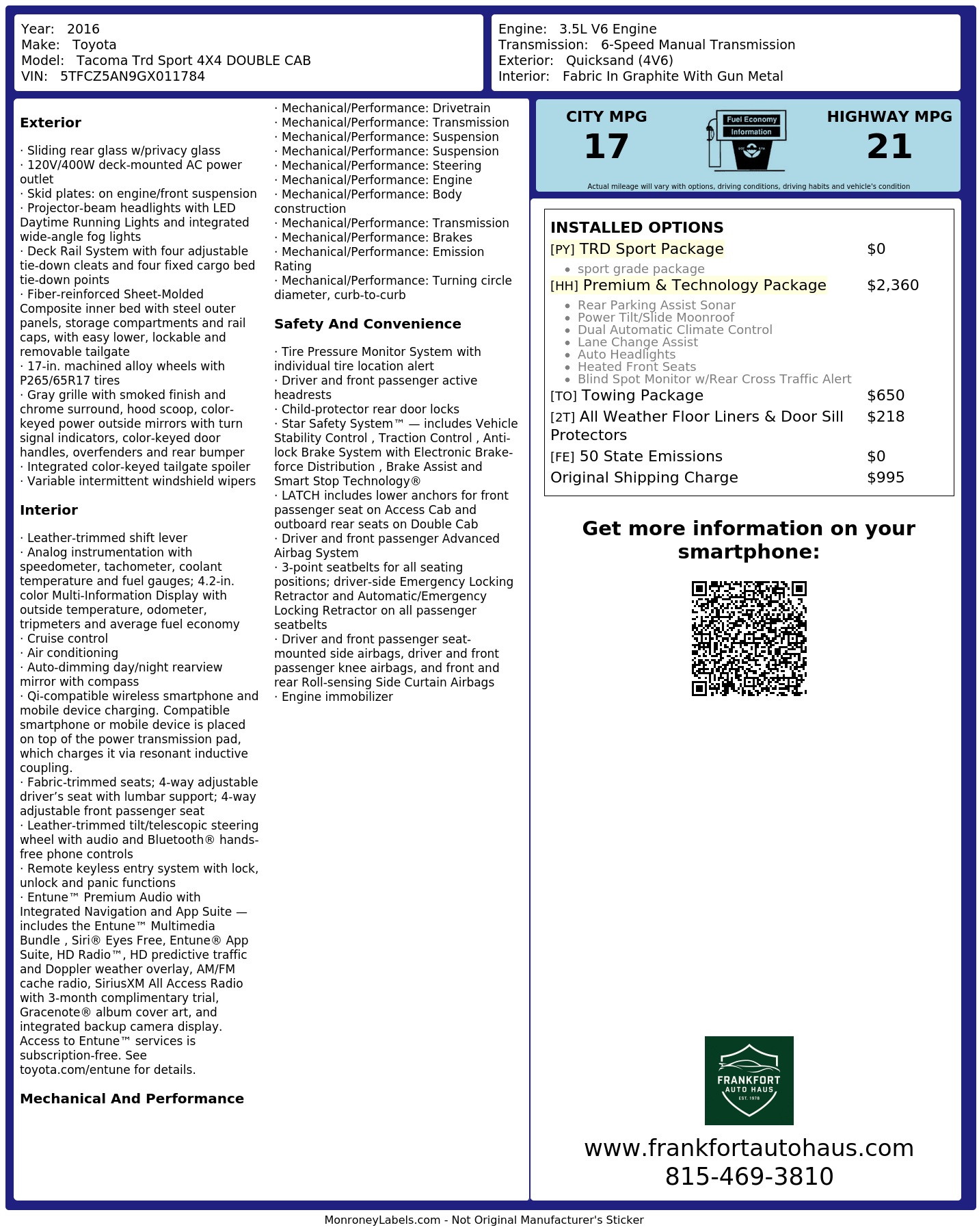 Monroney Label