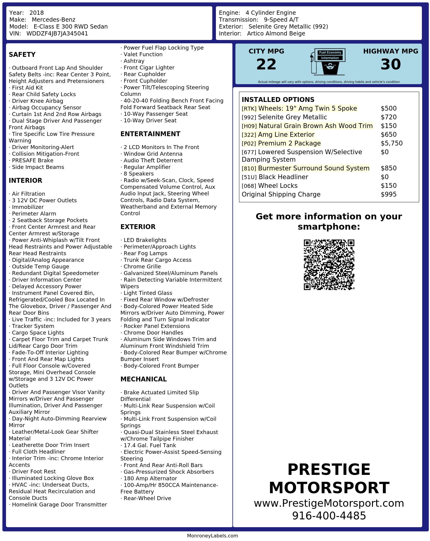 Monroney Label