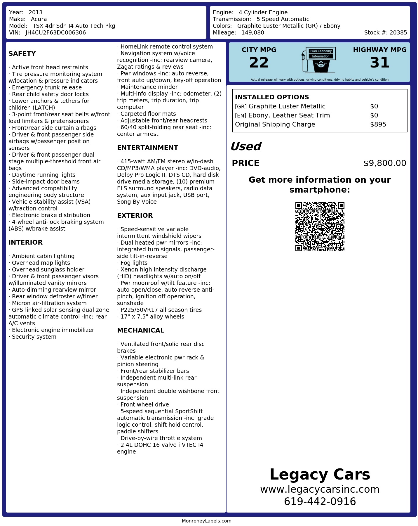 Monroney Label