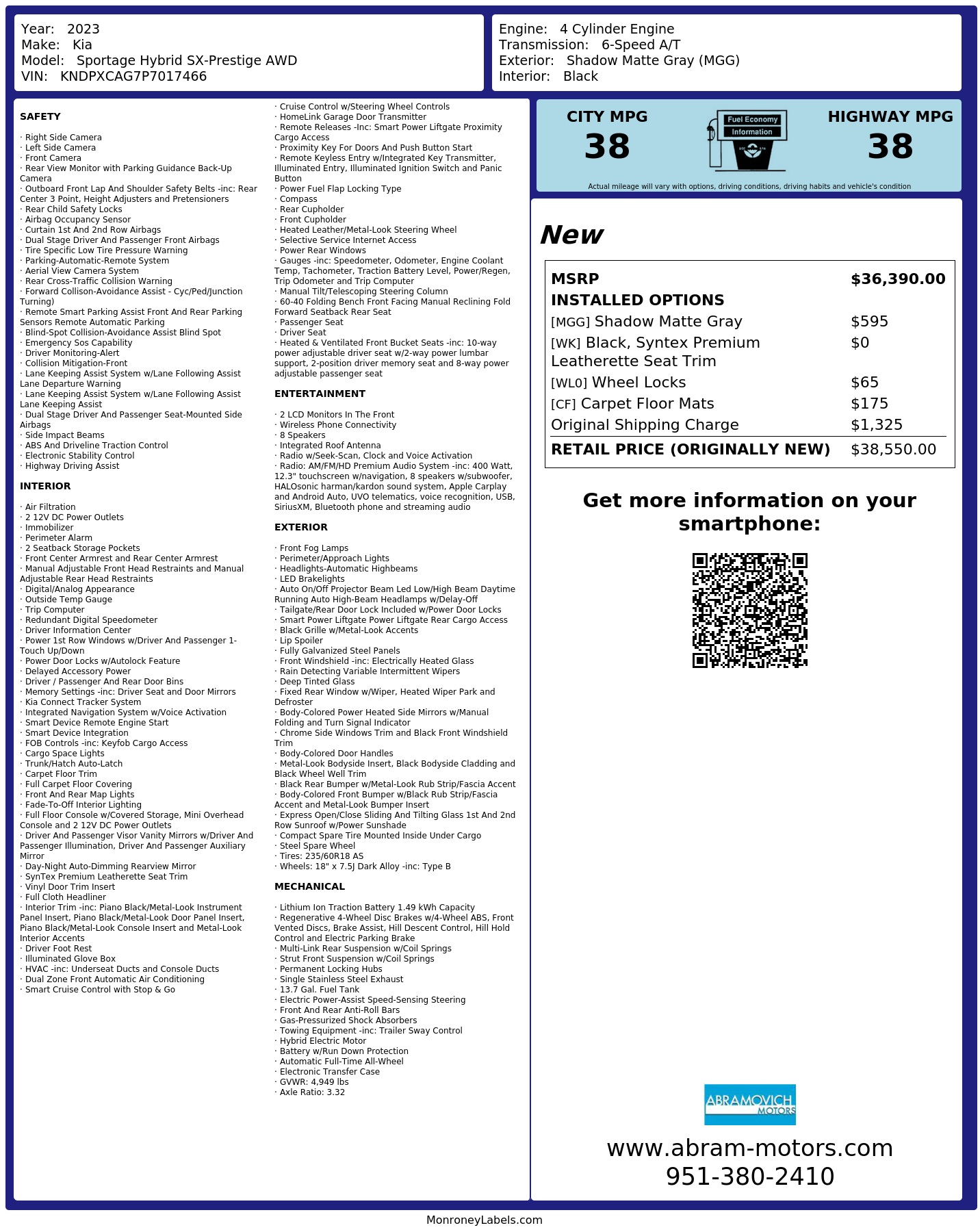Monroney Label