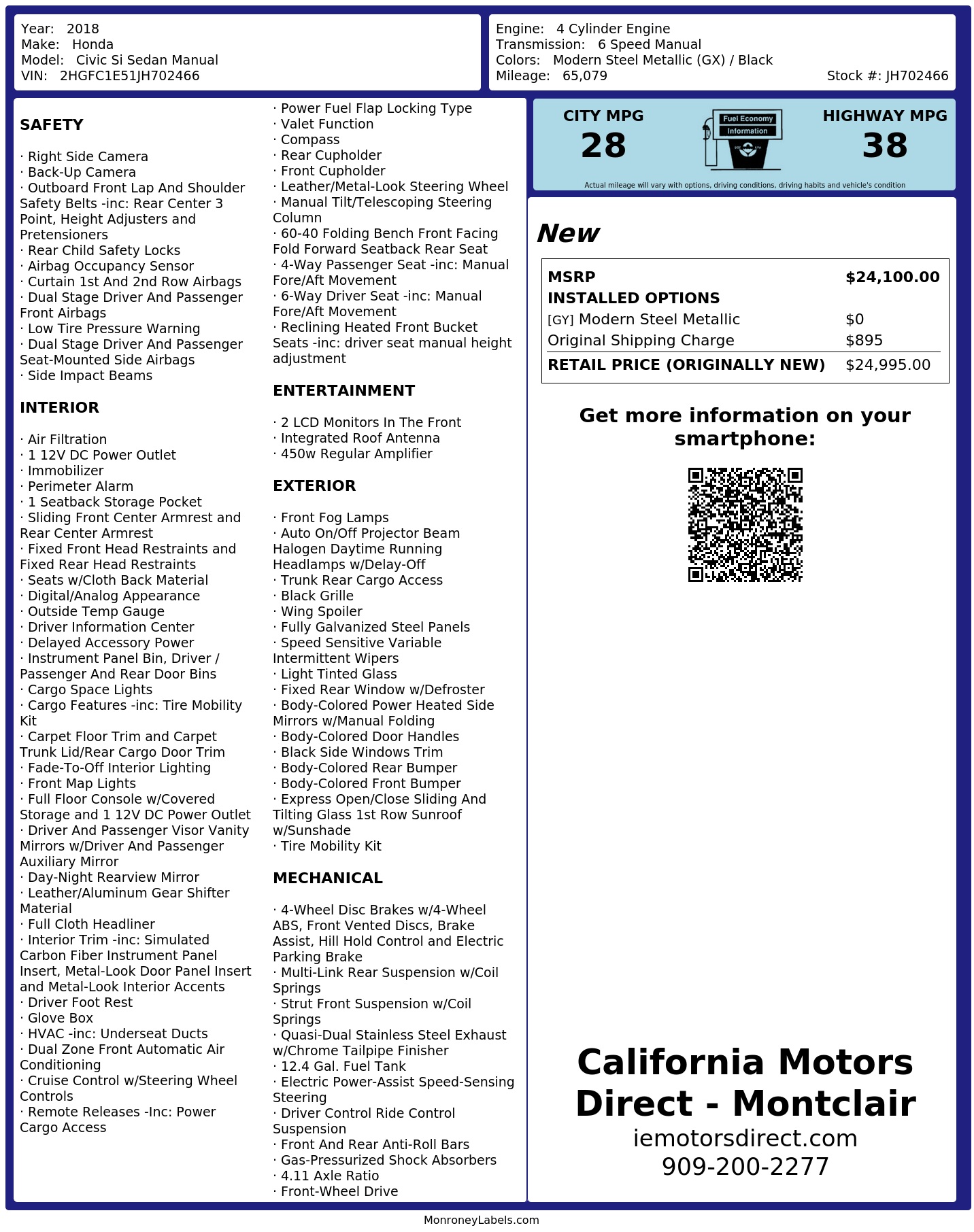 Monroney Label