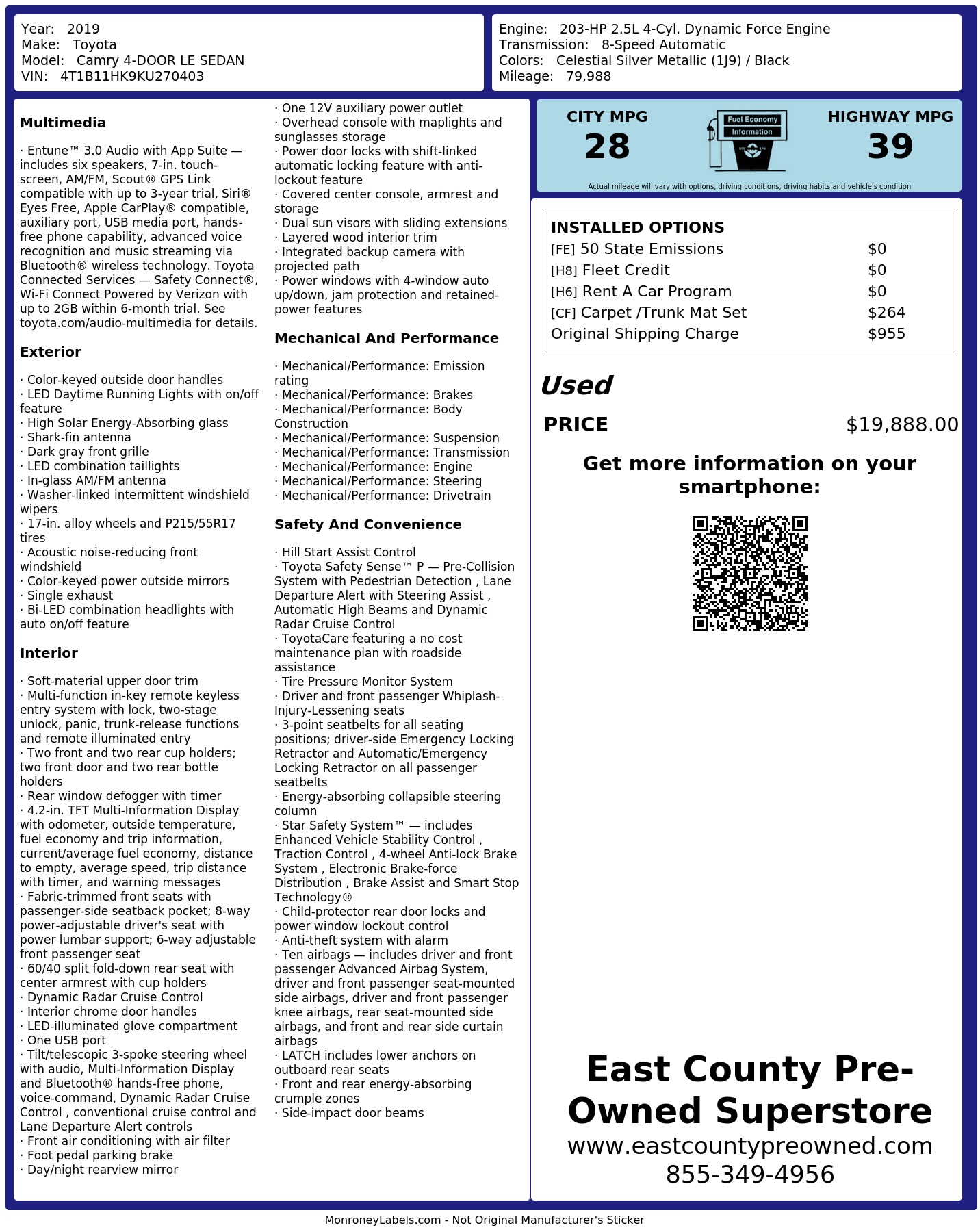 Monroney Label