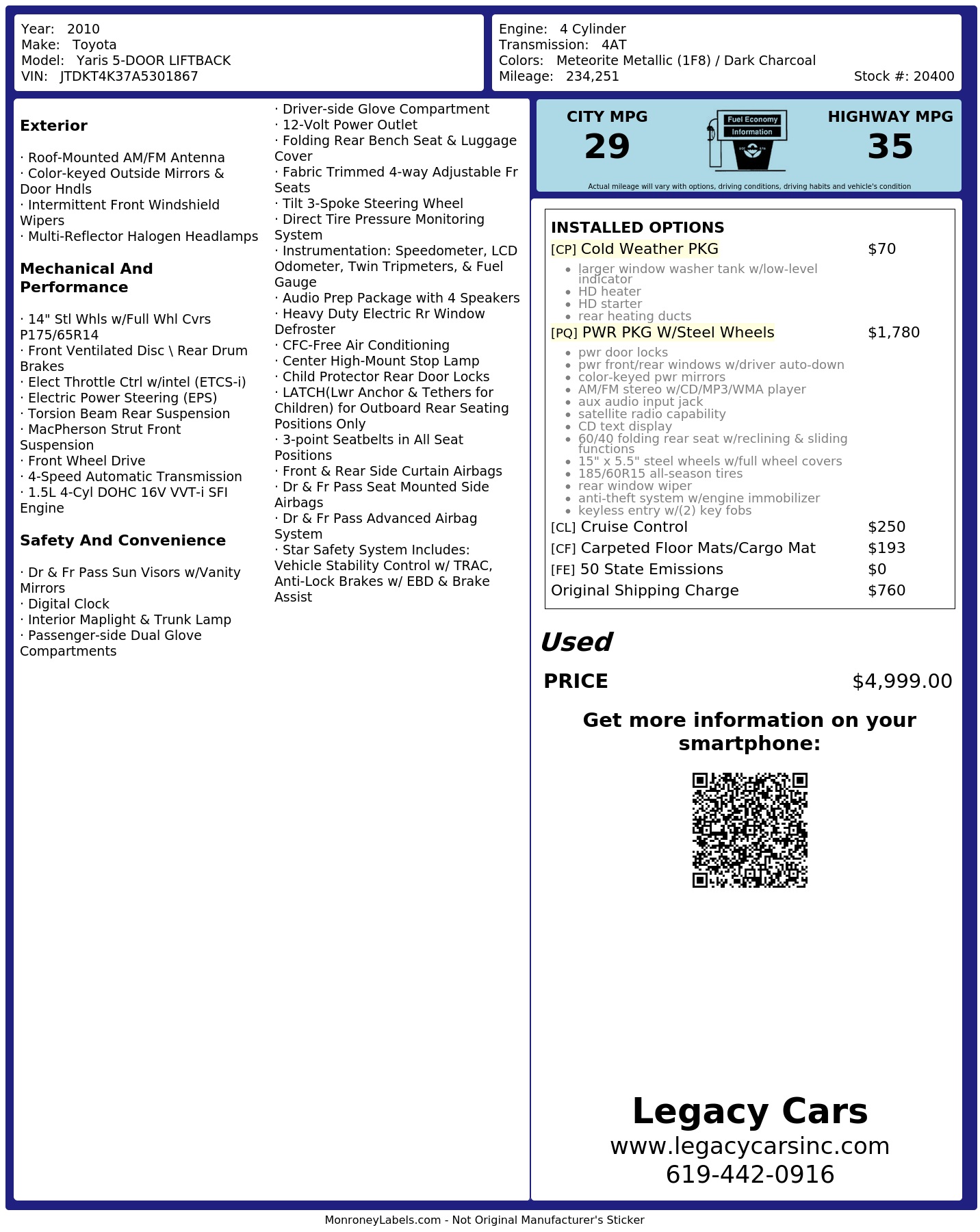 Monroney Label