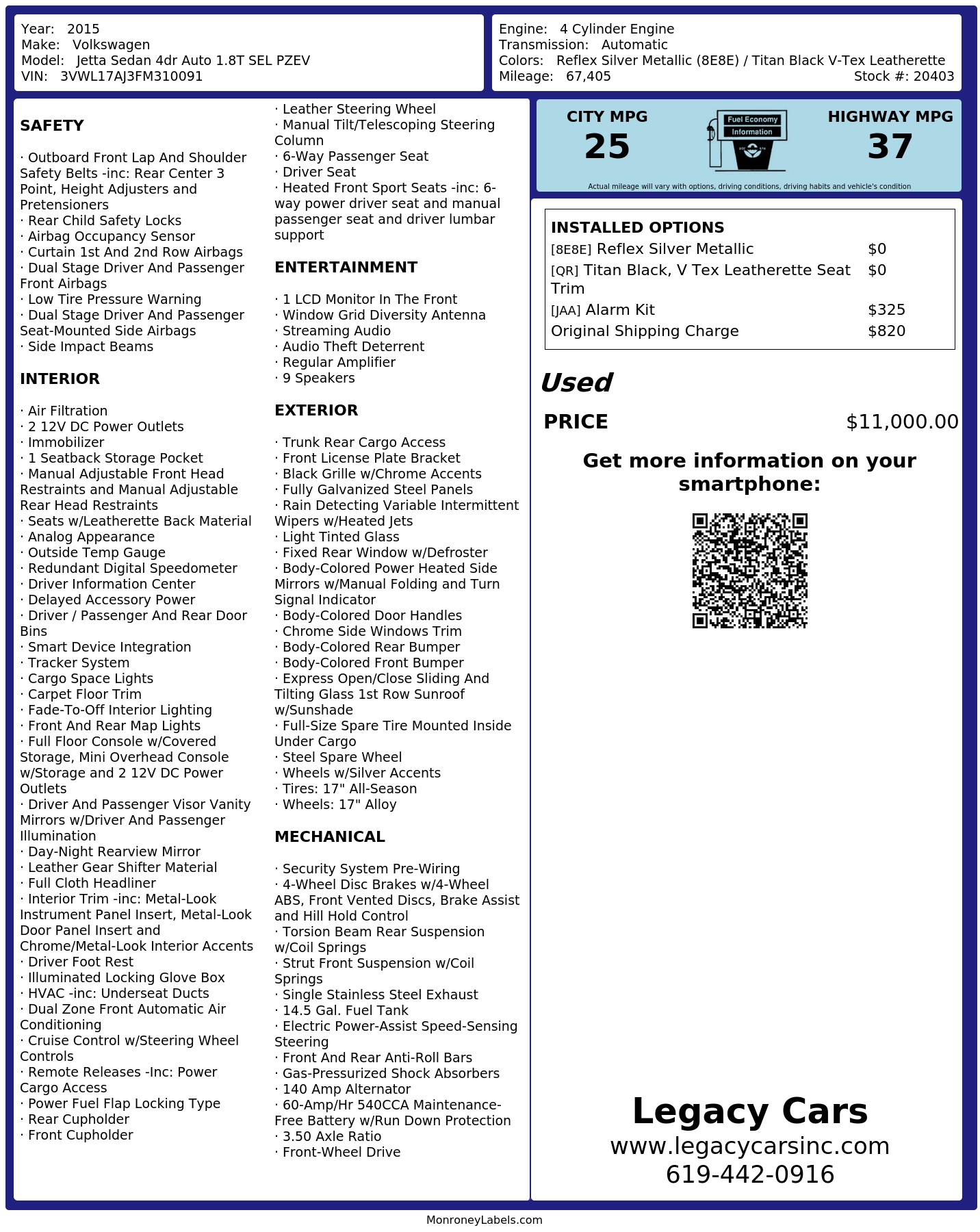 Monroney Label