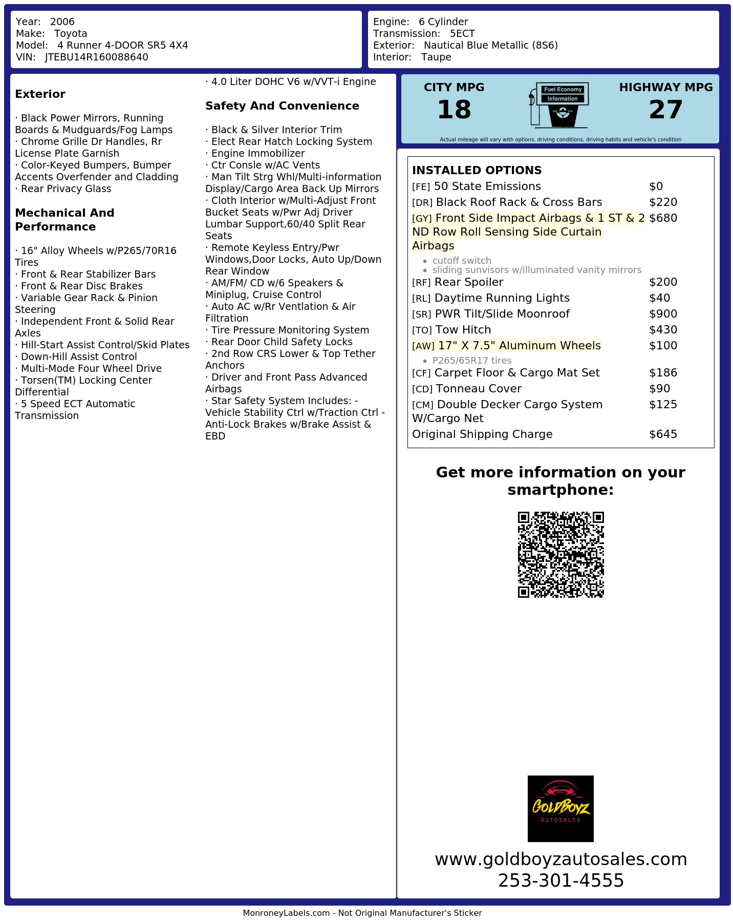 Monroney Label