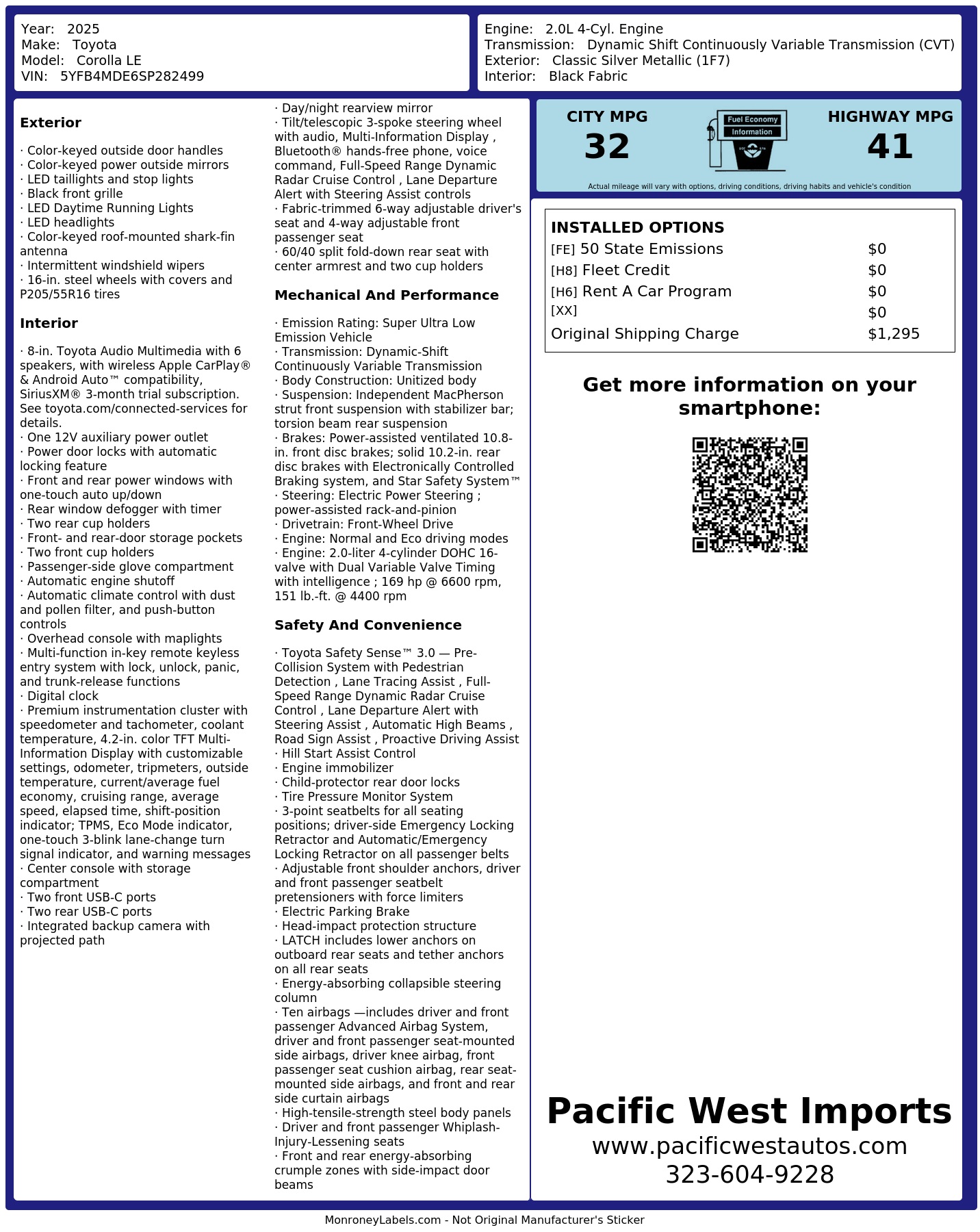 Monroney Label
