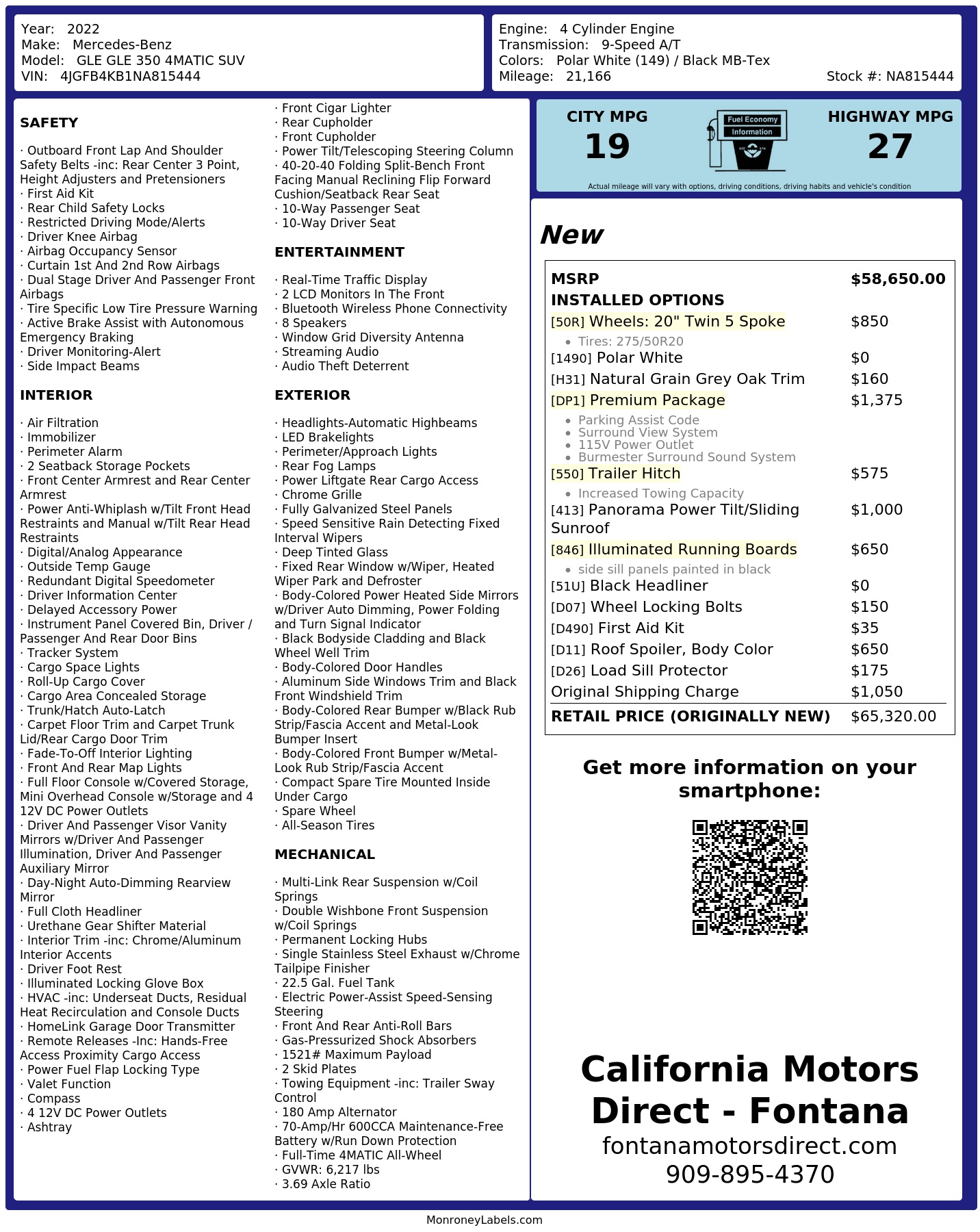 Monroney Label