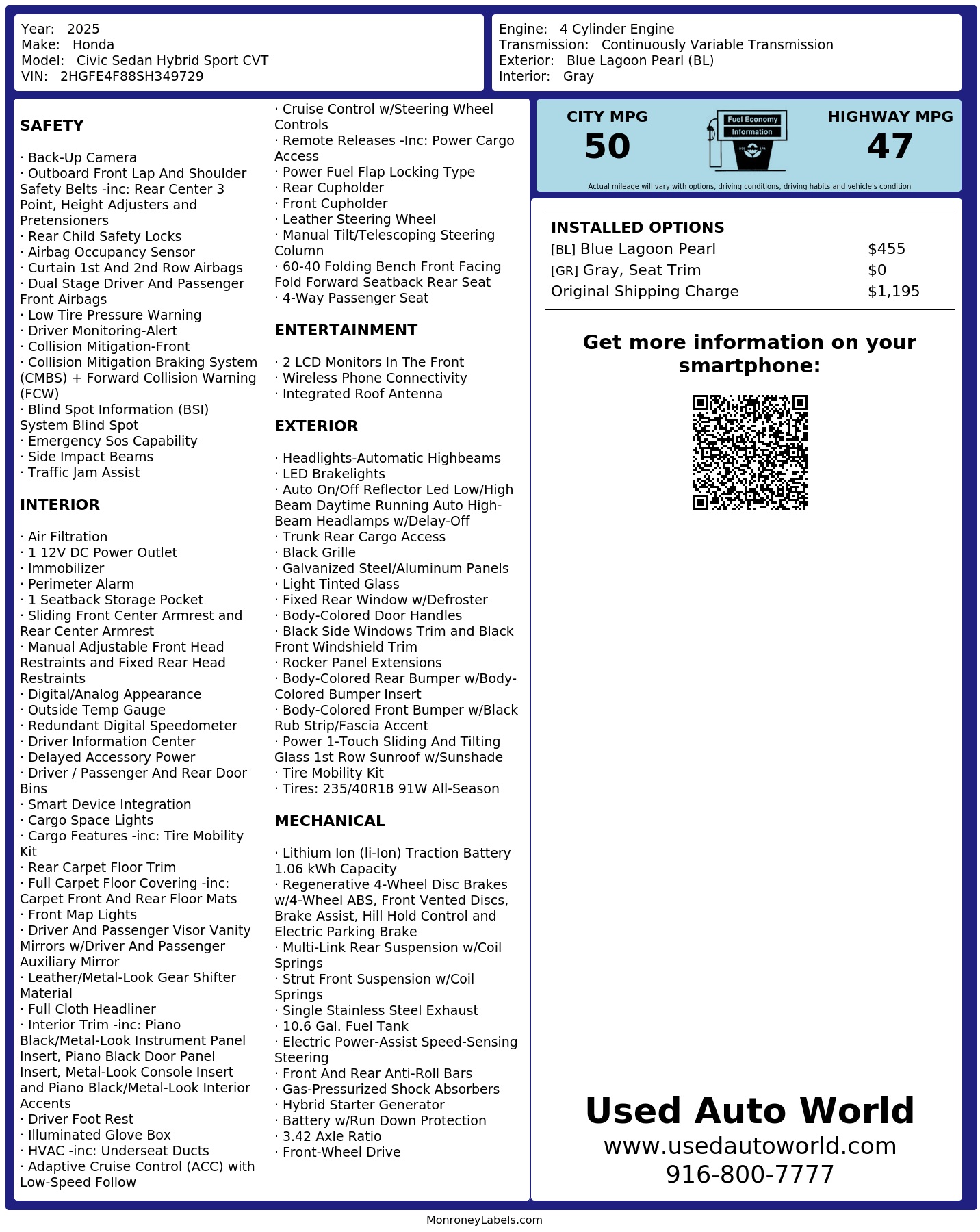 Monroney Label