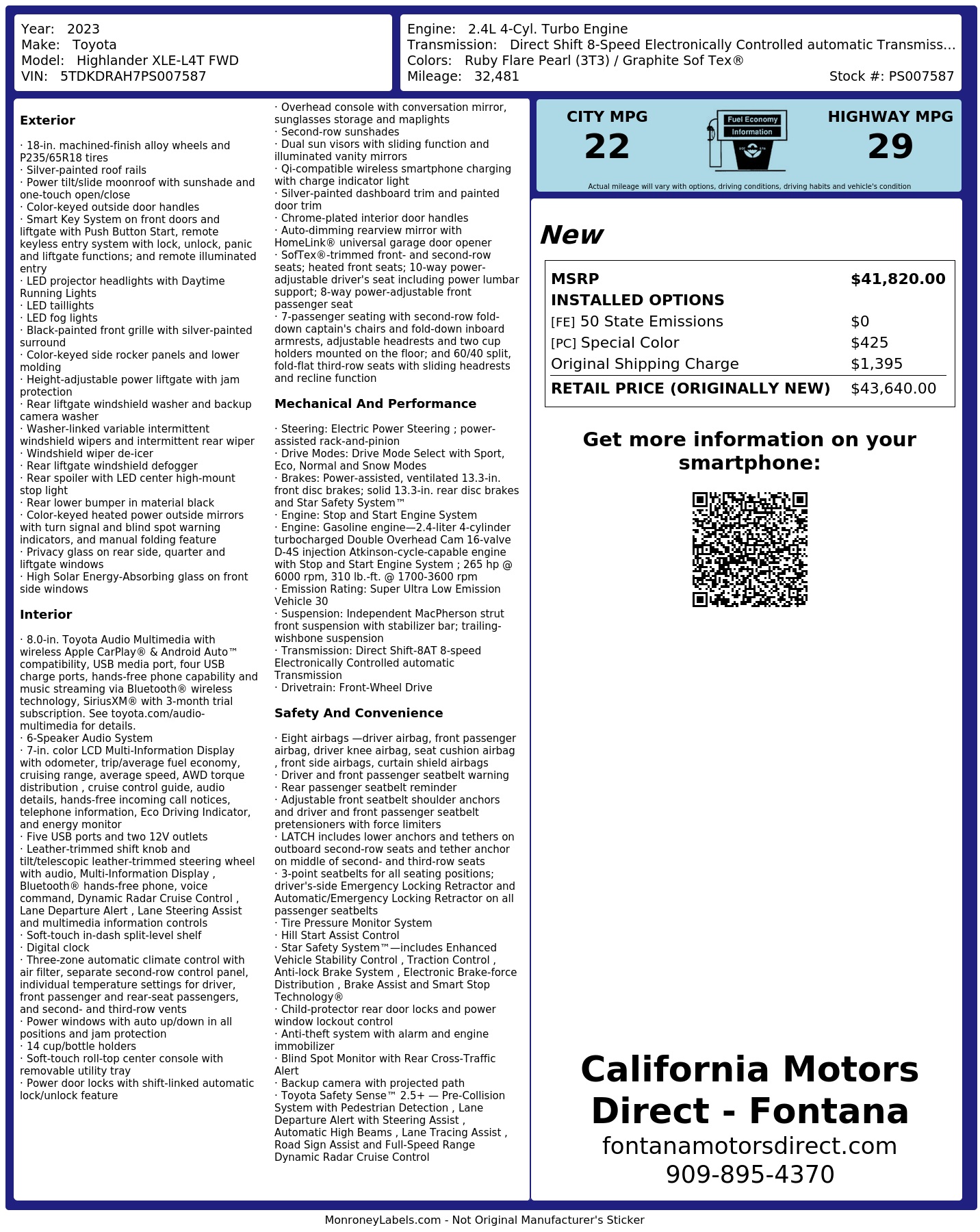 Monroney Label