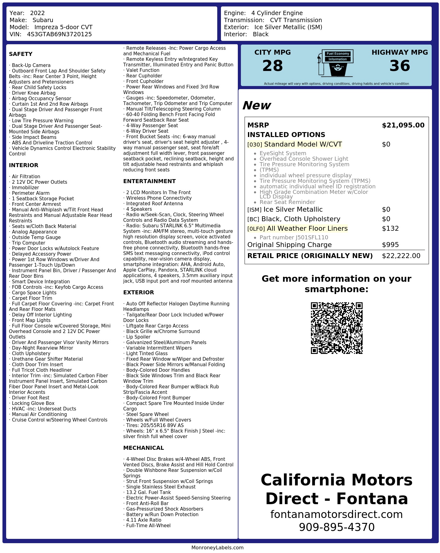 Monroney Label