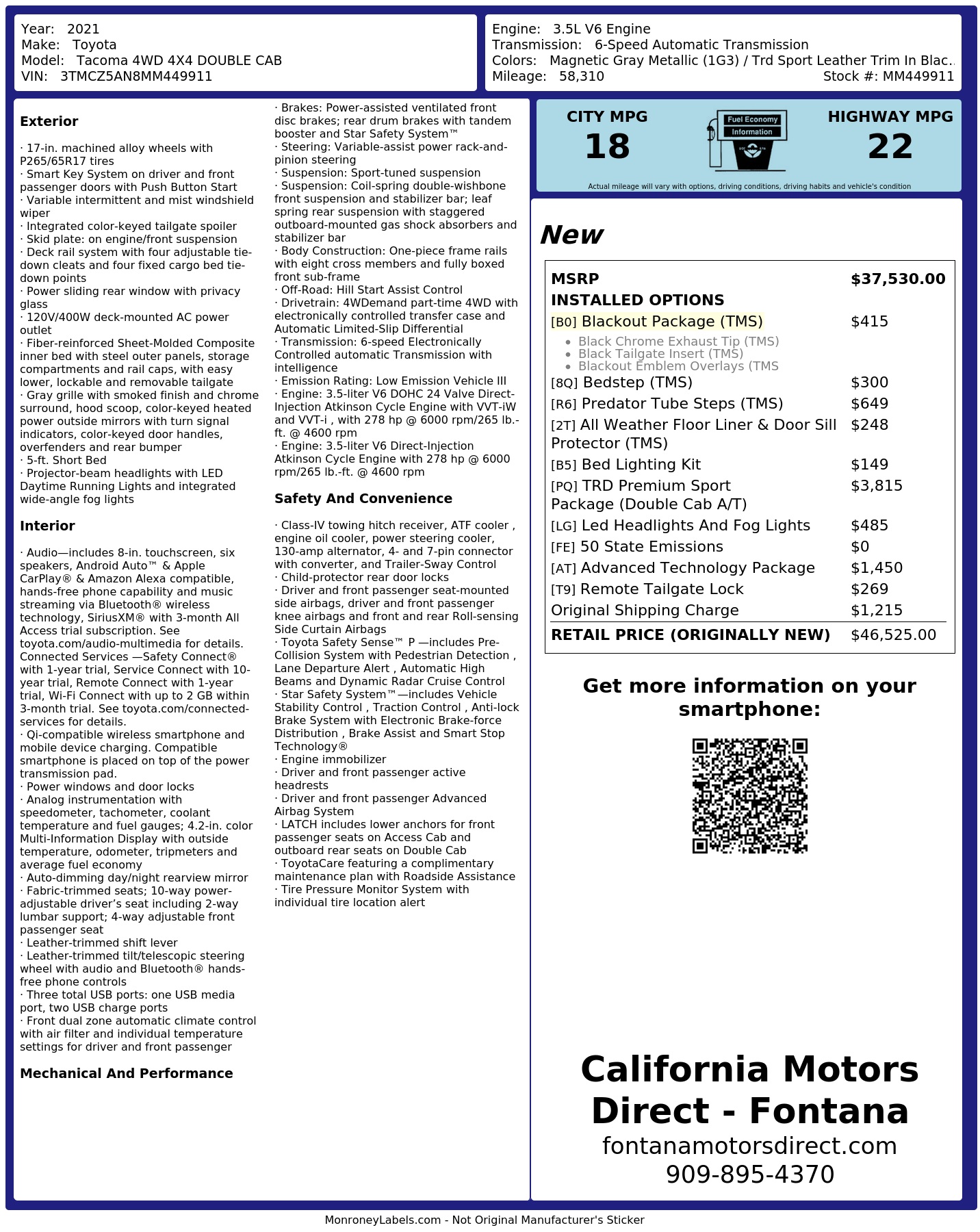Monroney Label