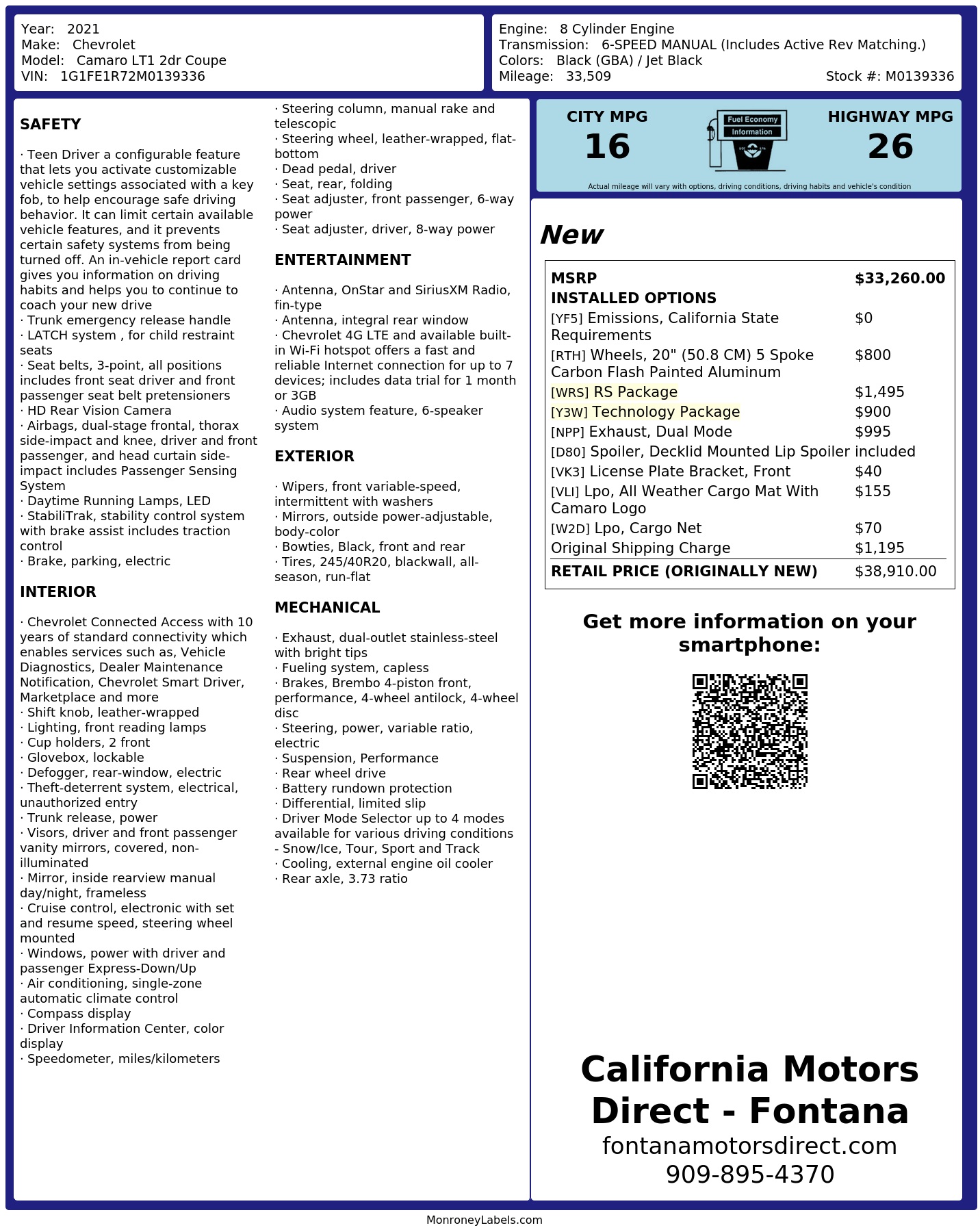 Monroney Label