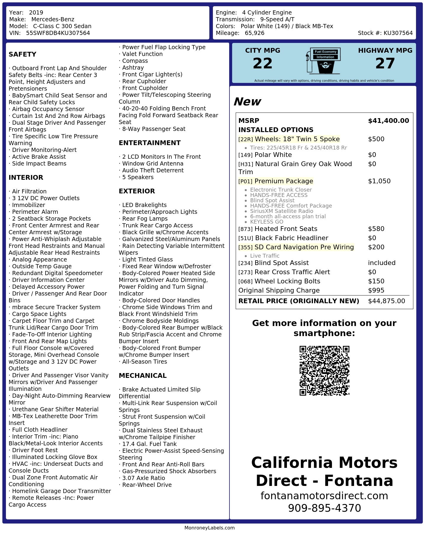 Monroney Label