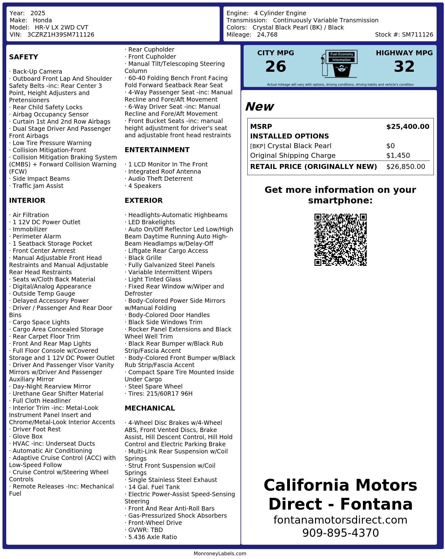 Monroney Label