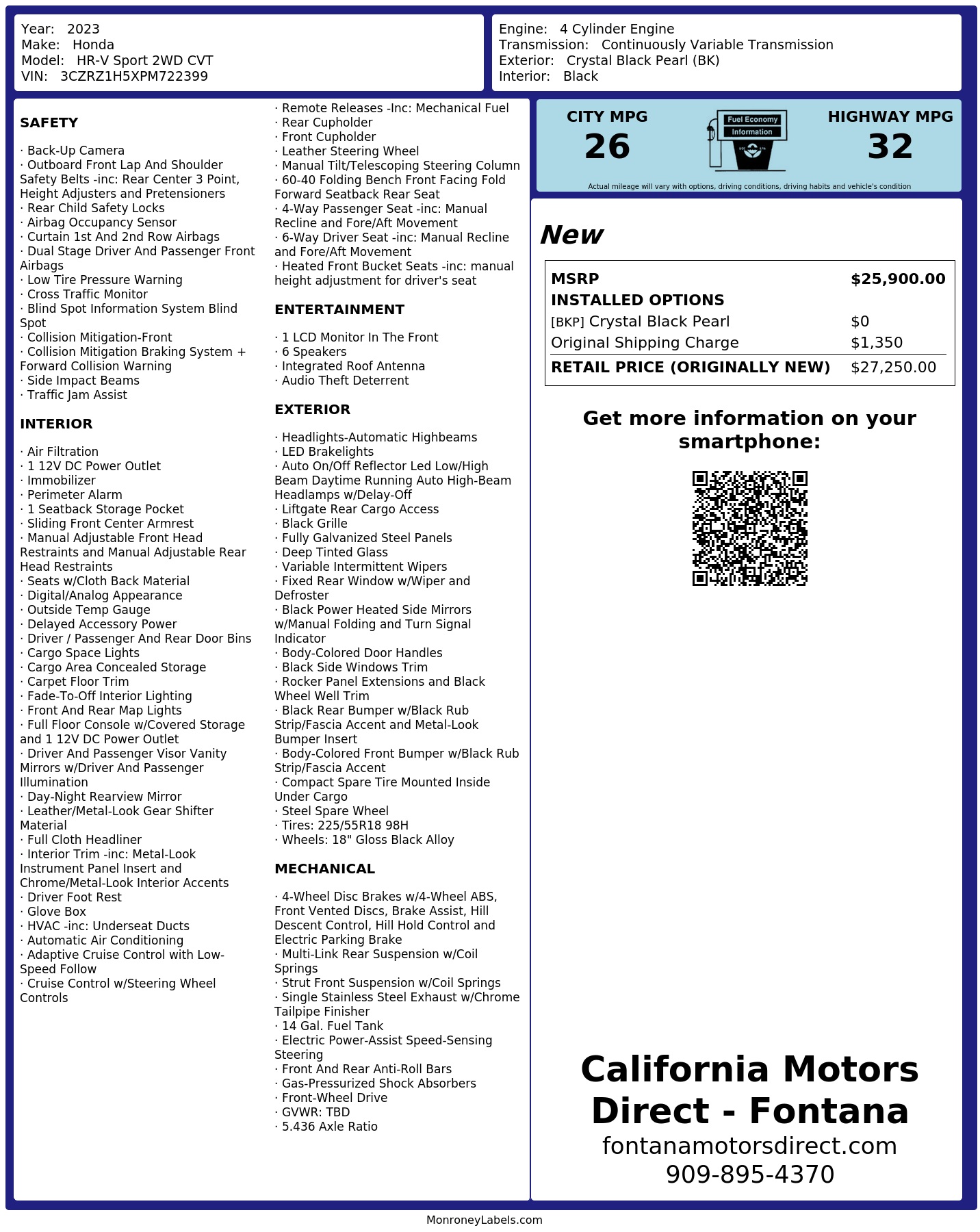 Monroney Label