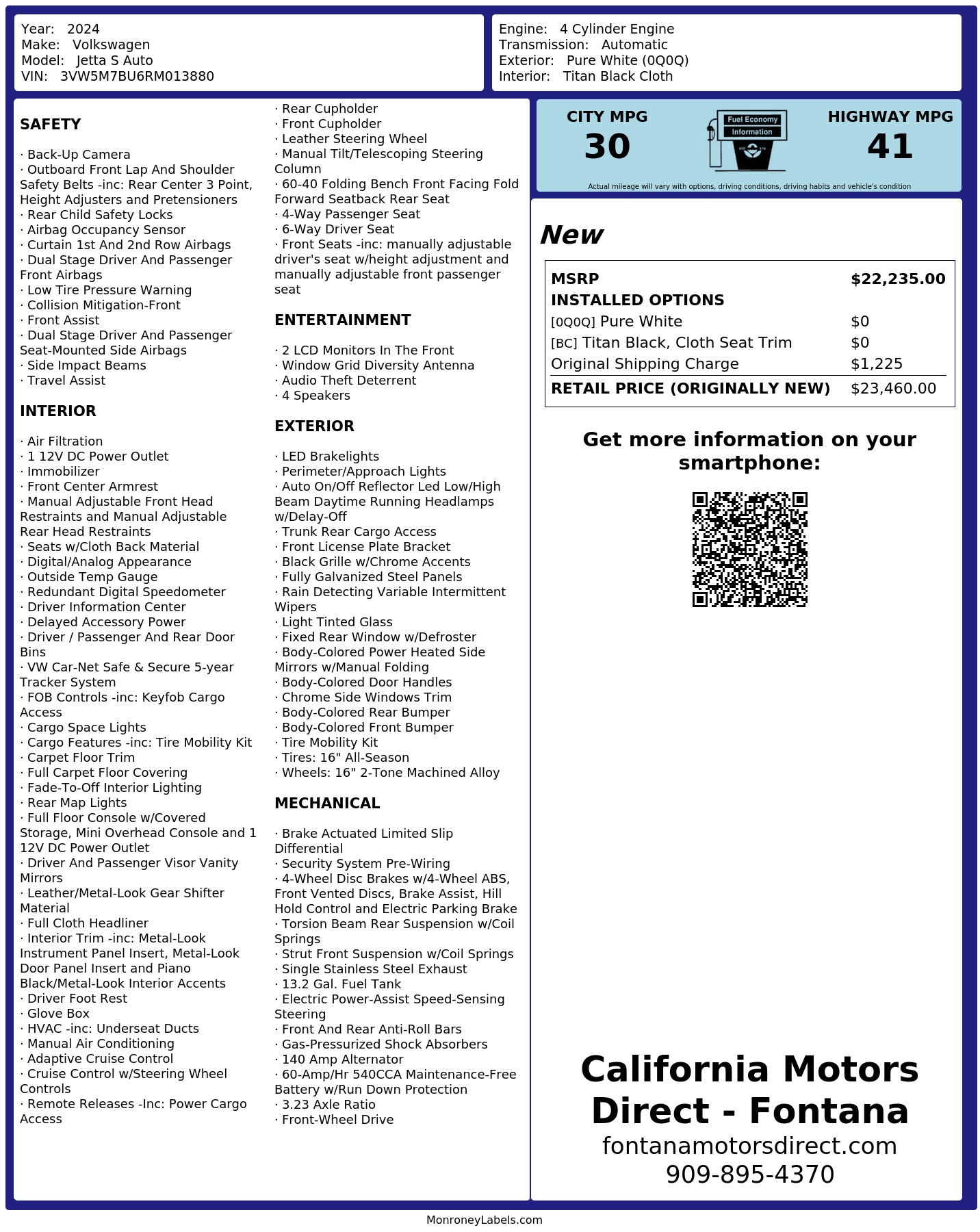 Monroney Label