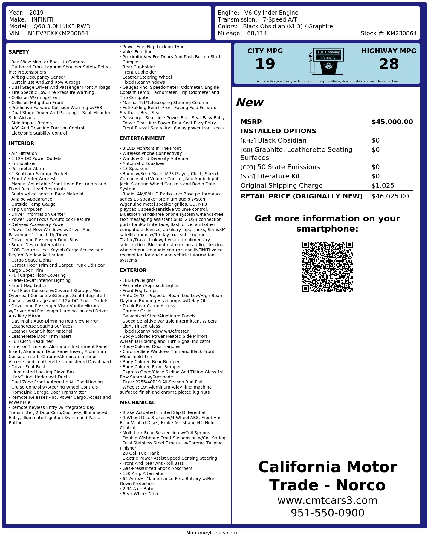 Monroney Label