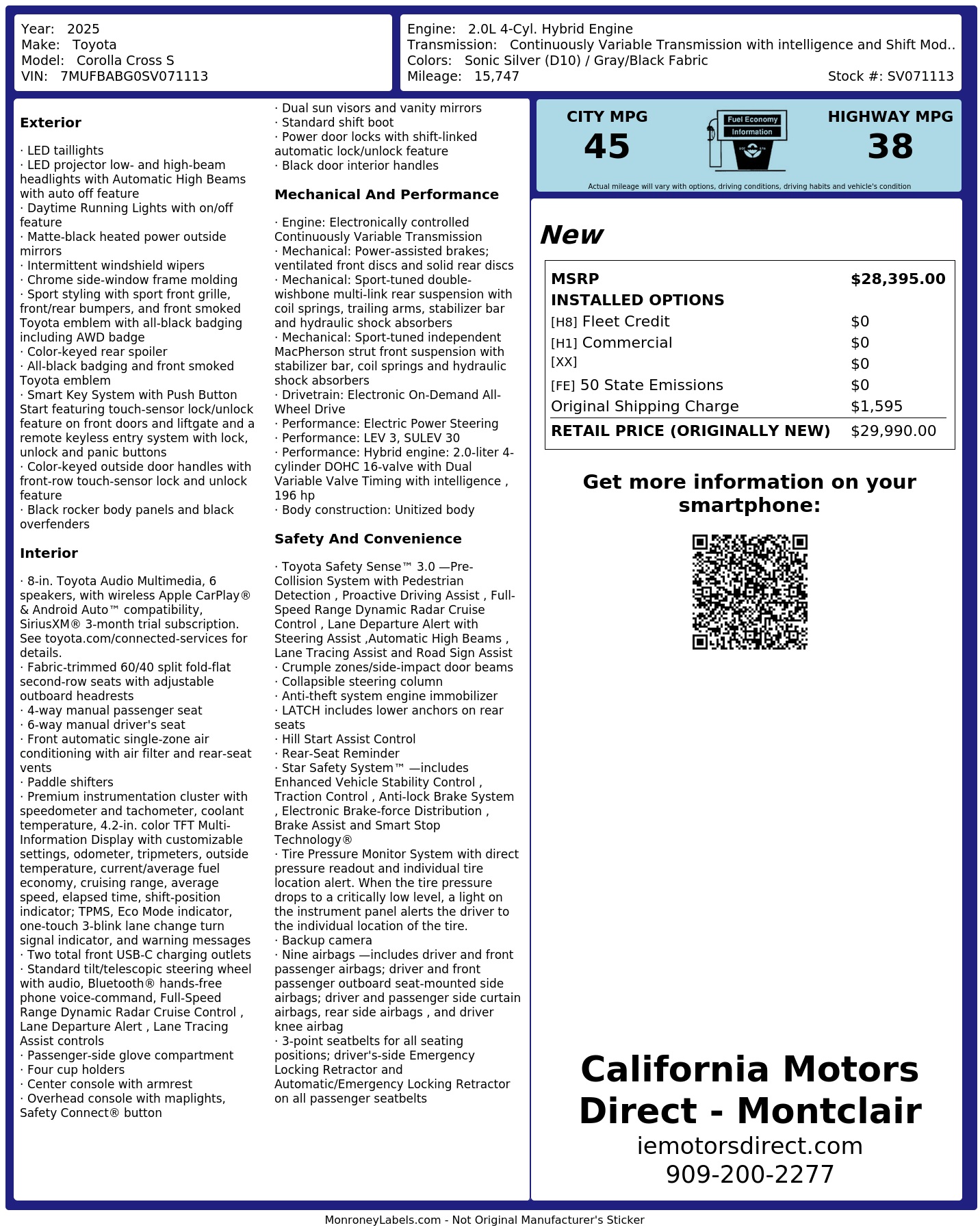Monroney Label