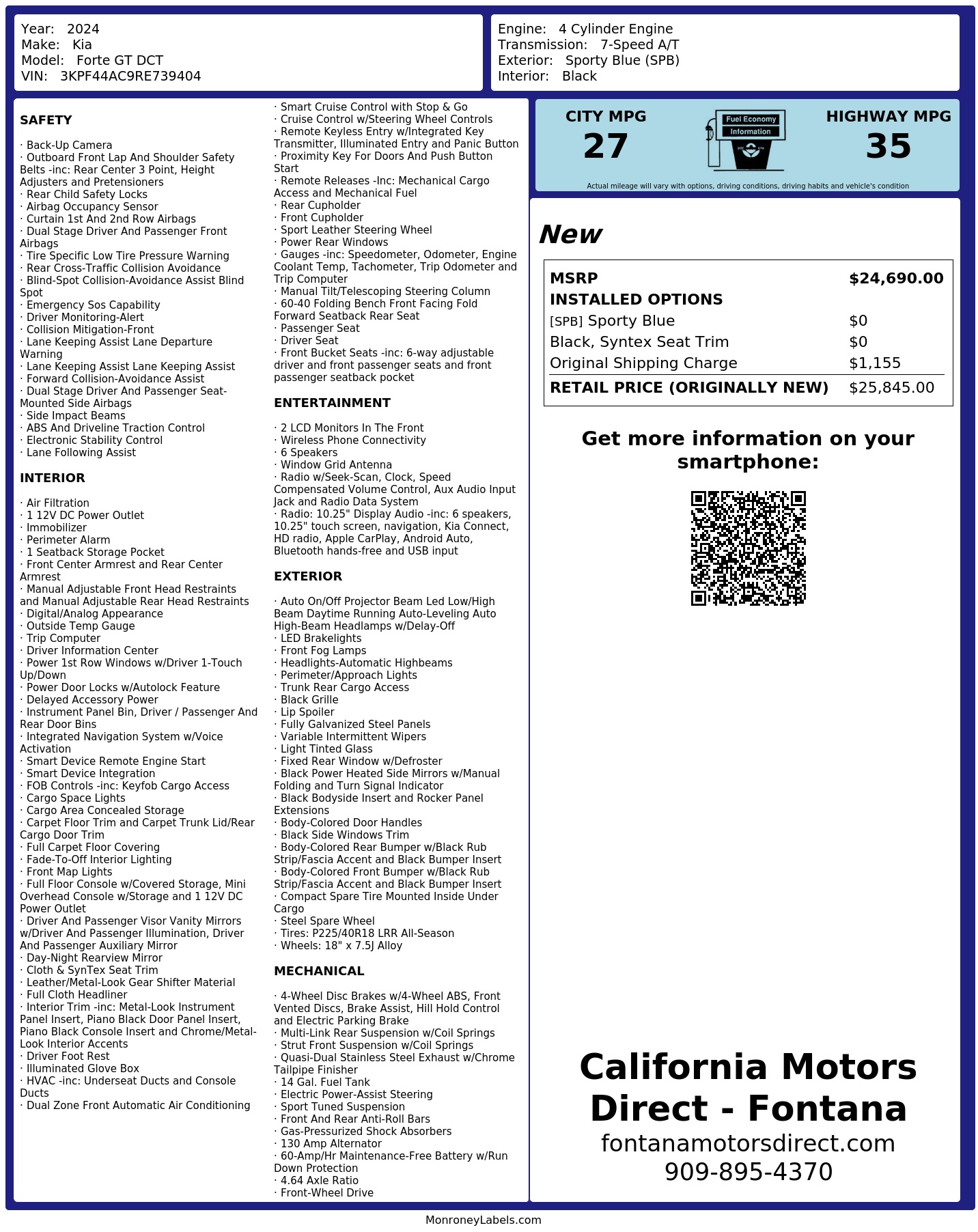 Monroney Label