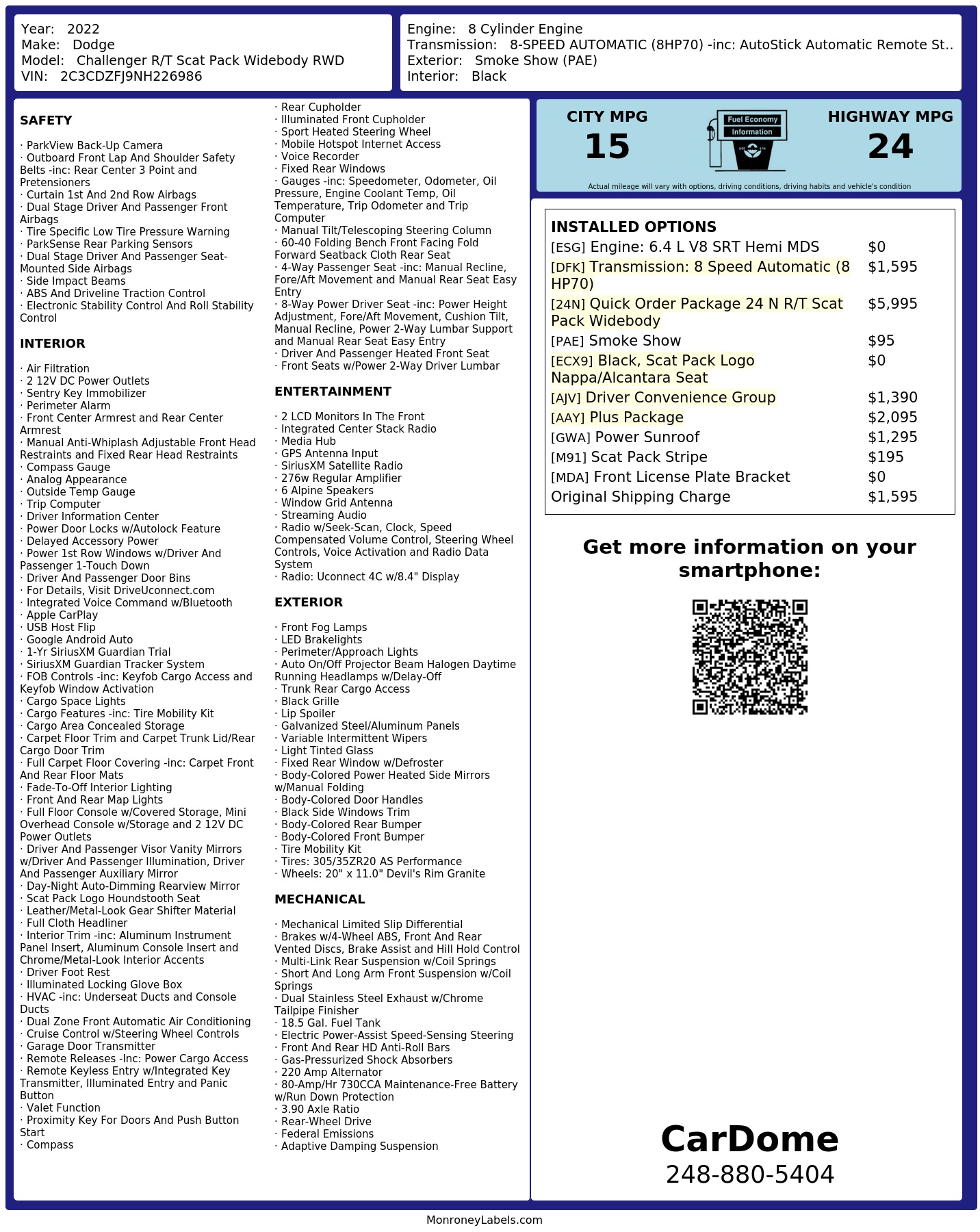Monroney Label