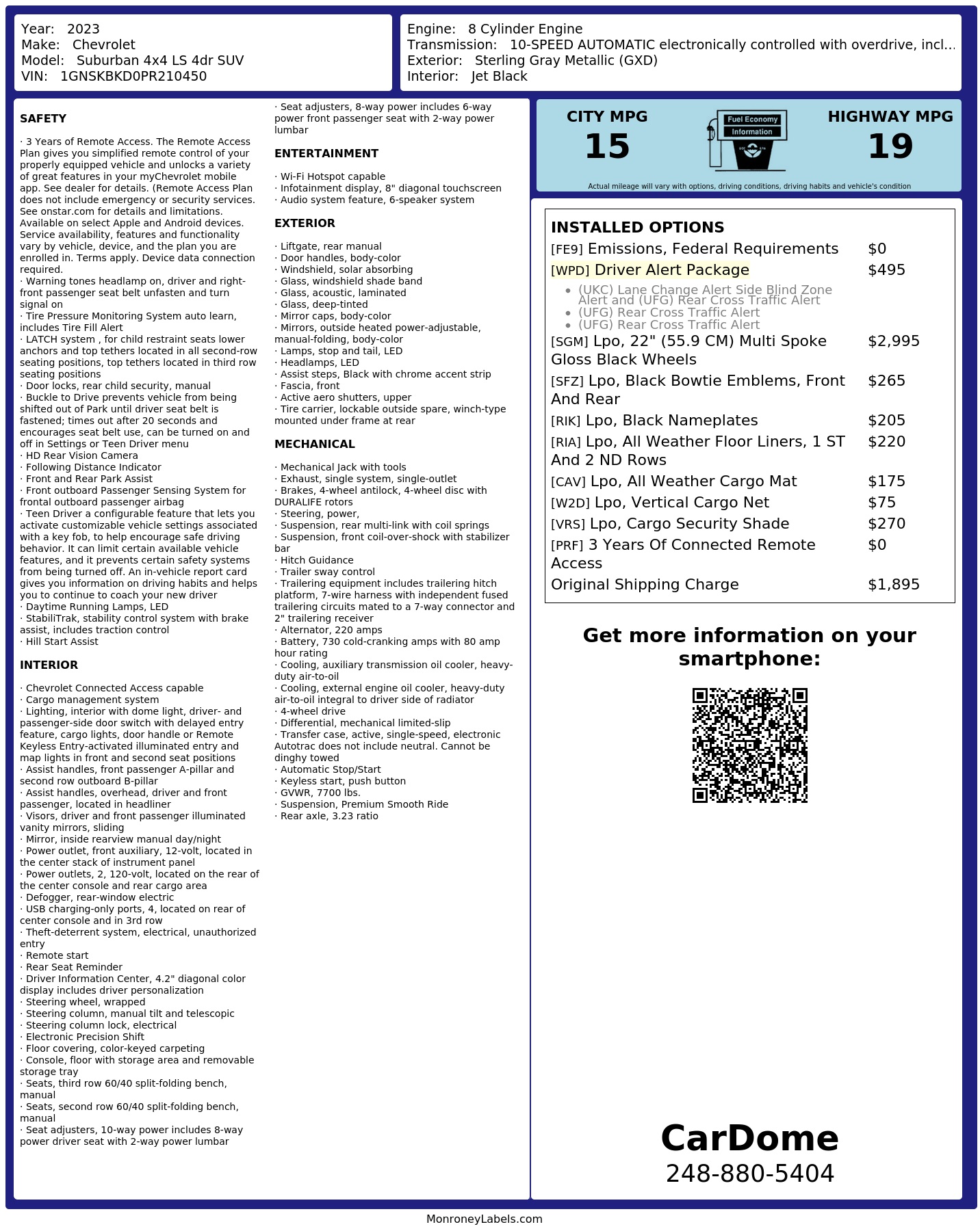 Monroney Label