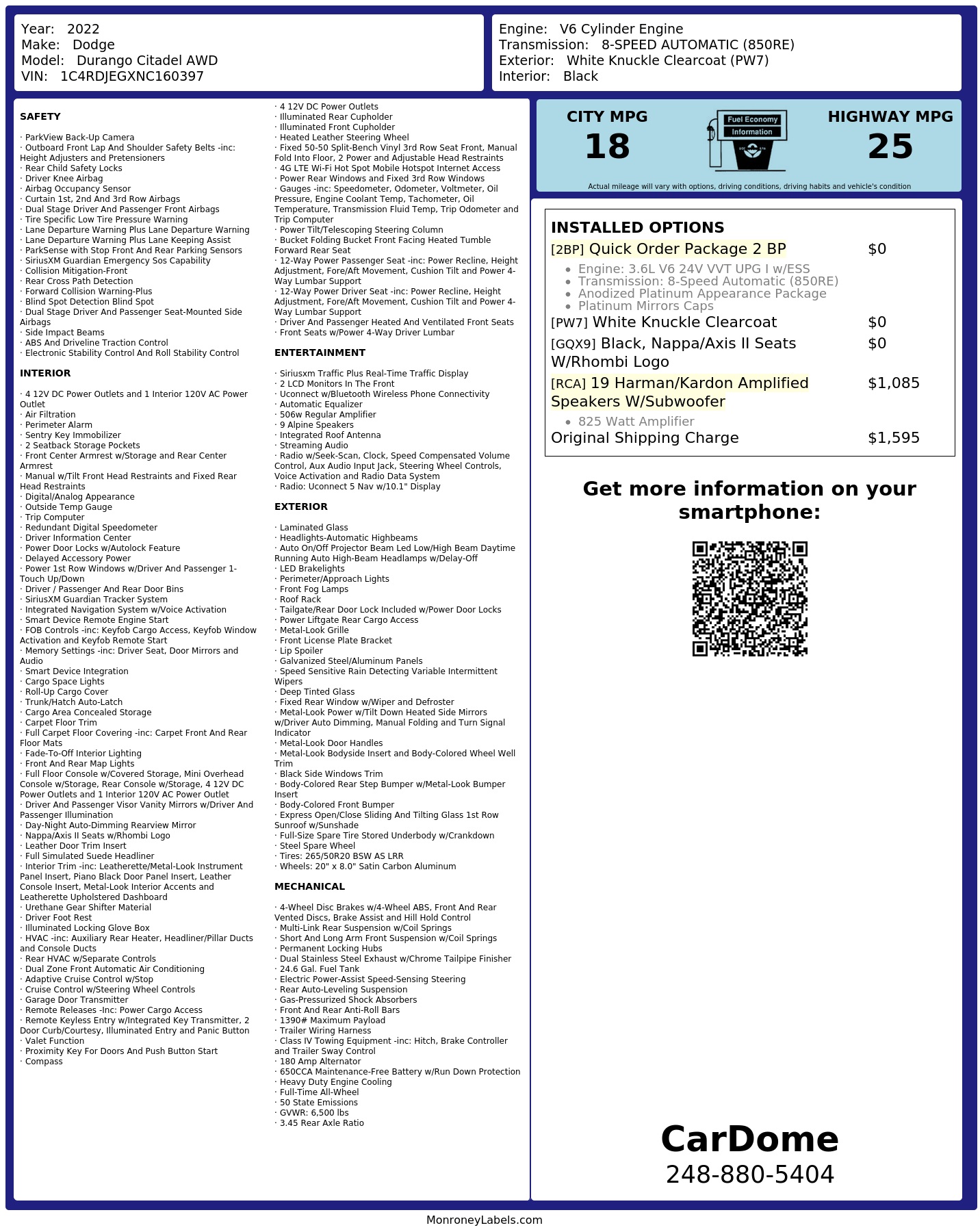 Monroney Label