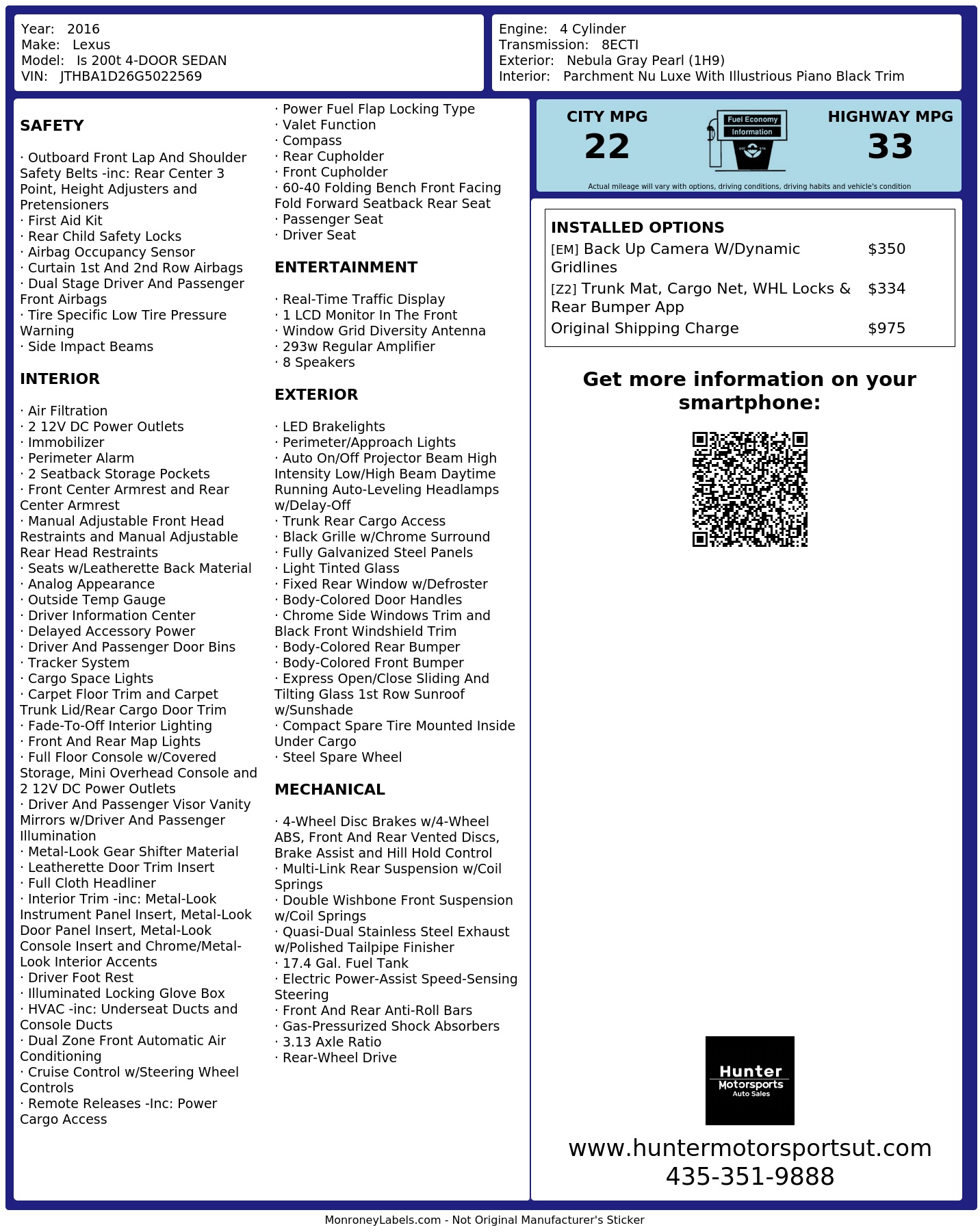 Monroney Label
