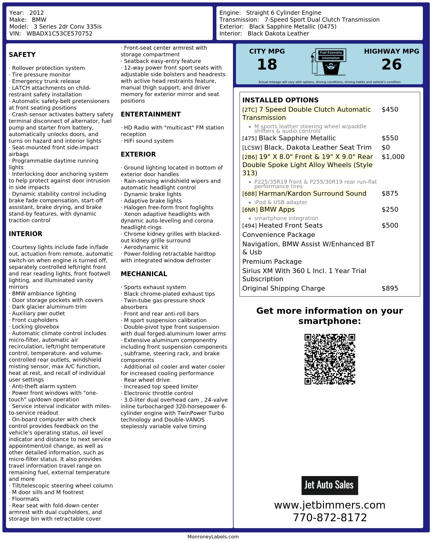 Monroney Label