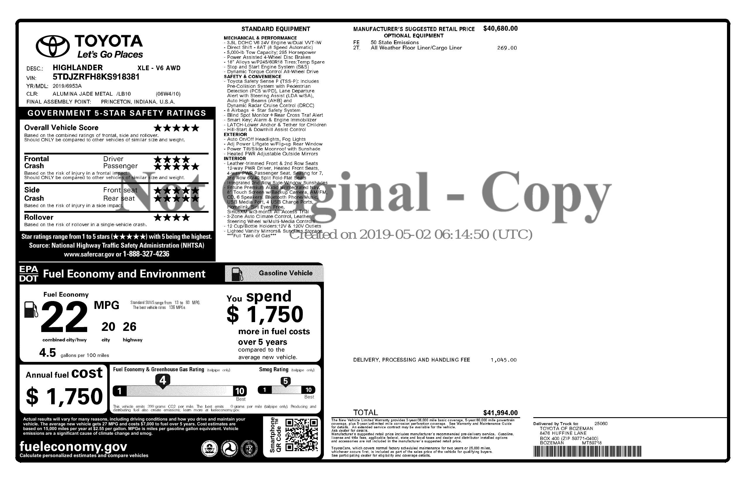 Monroney Label