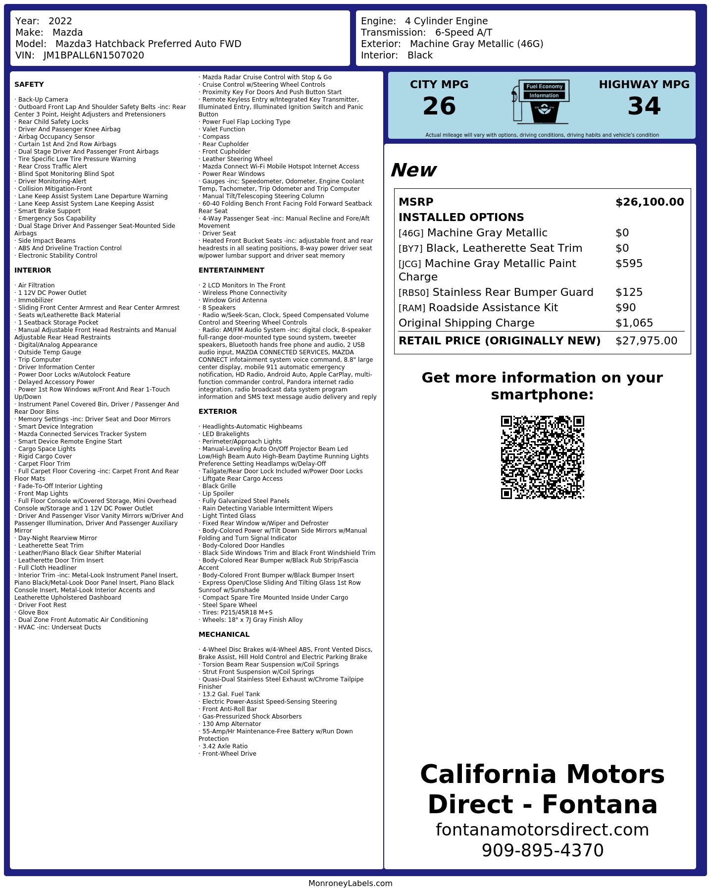Monroney Label