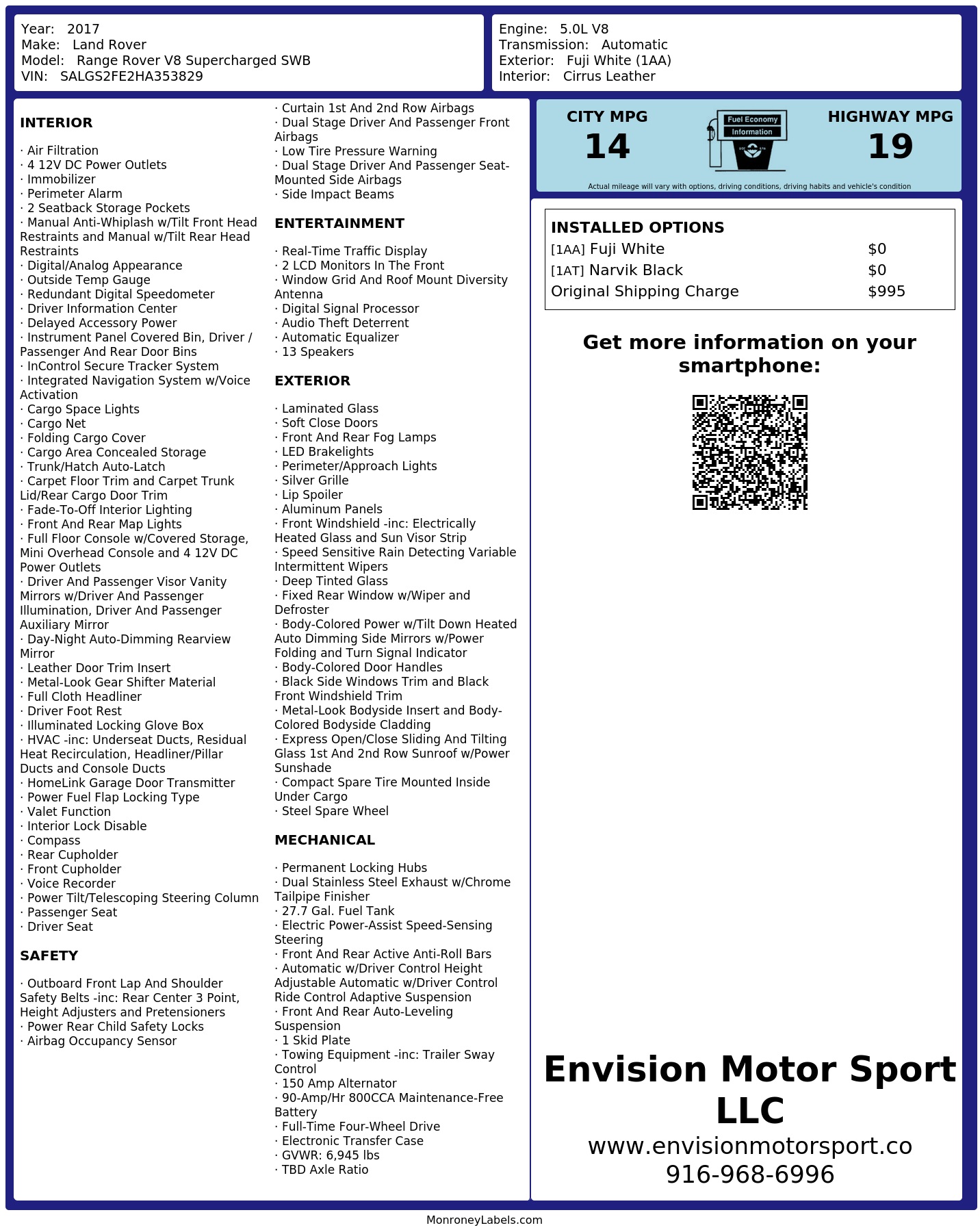 Monroney Label