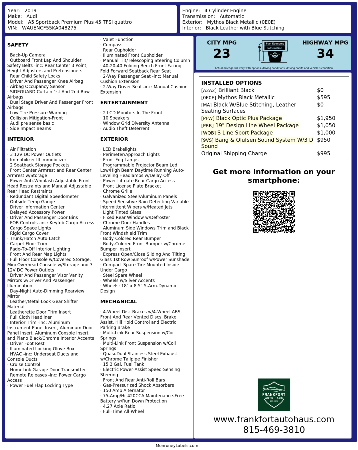 Monroney Label