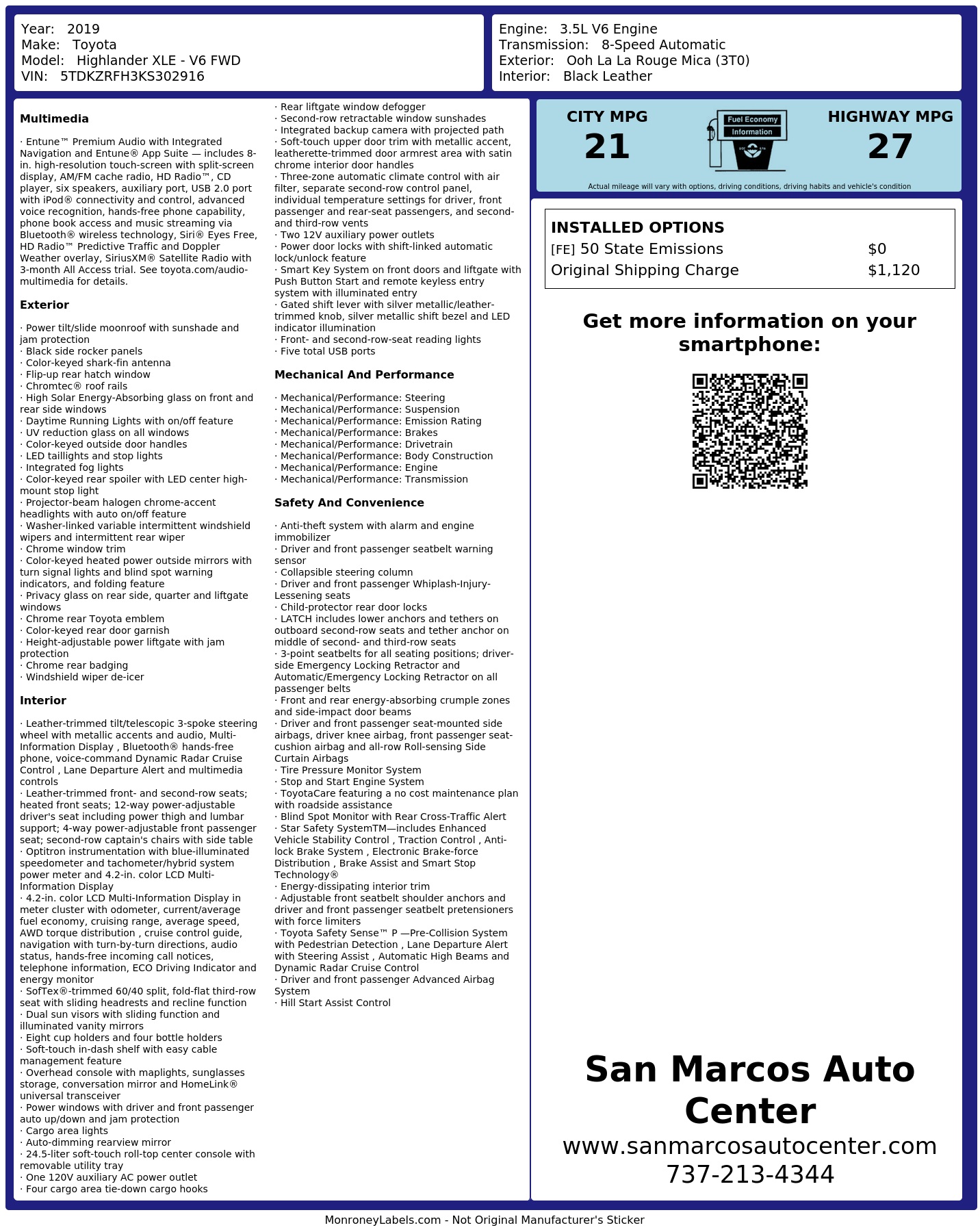 Monroney Label