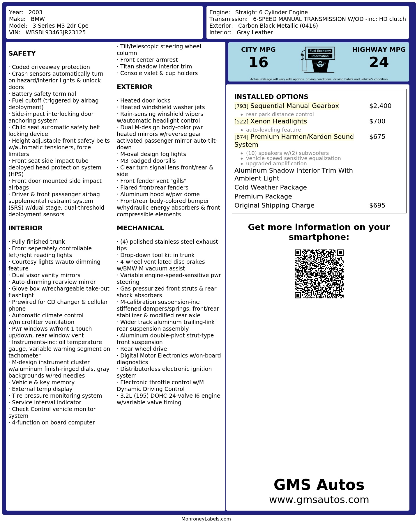 Monroney Label
