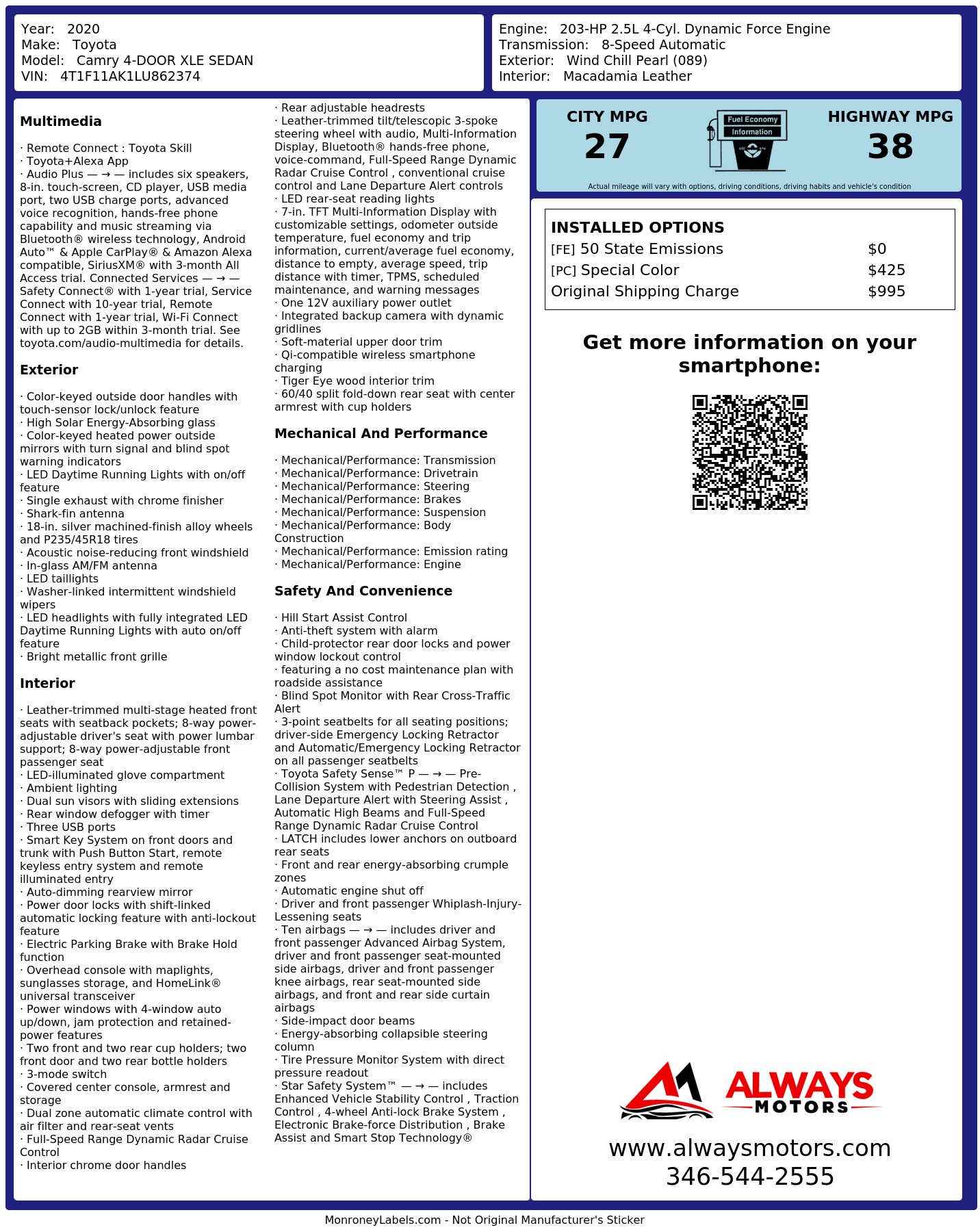 Monroney Label