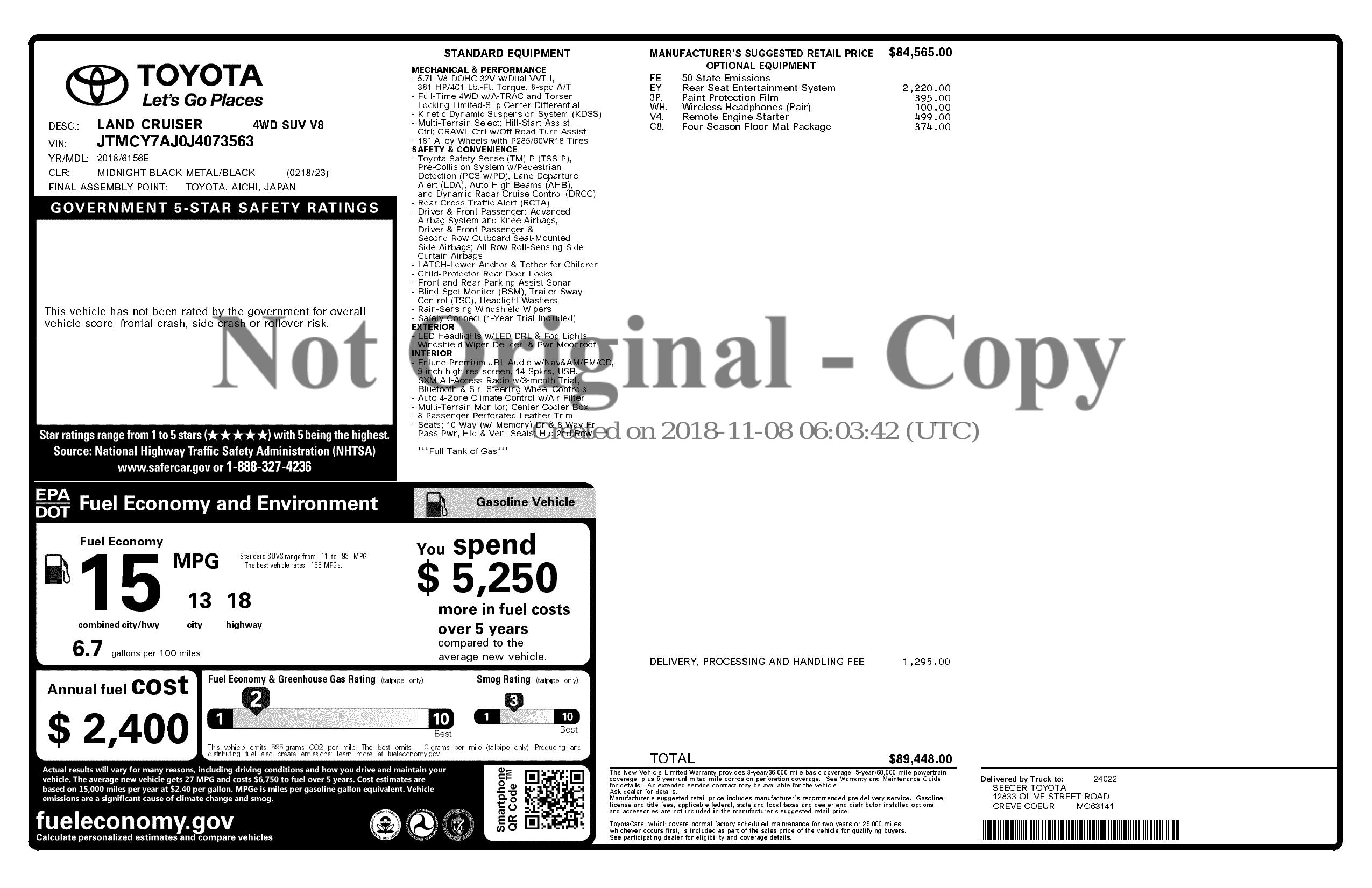Monroney Label