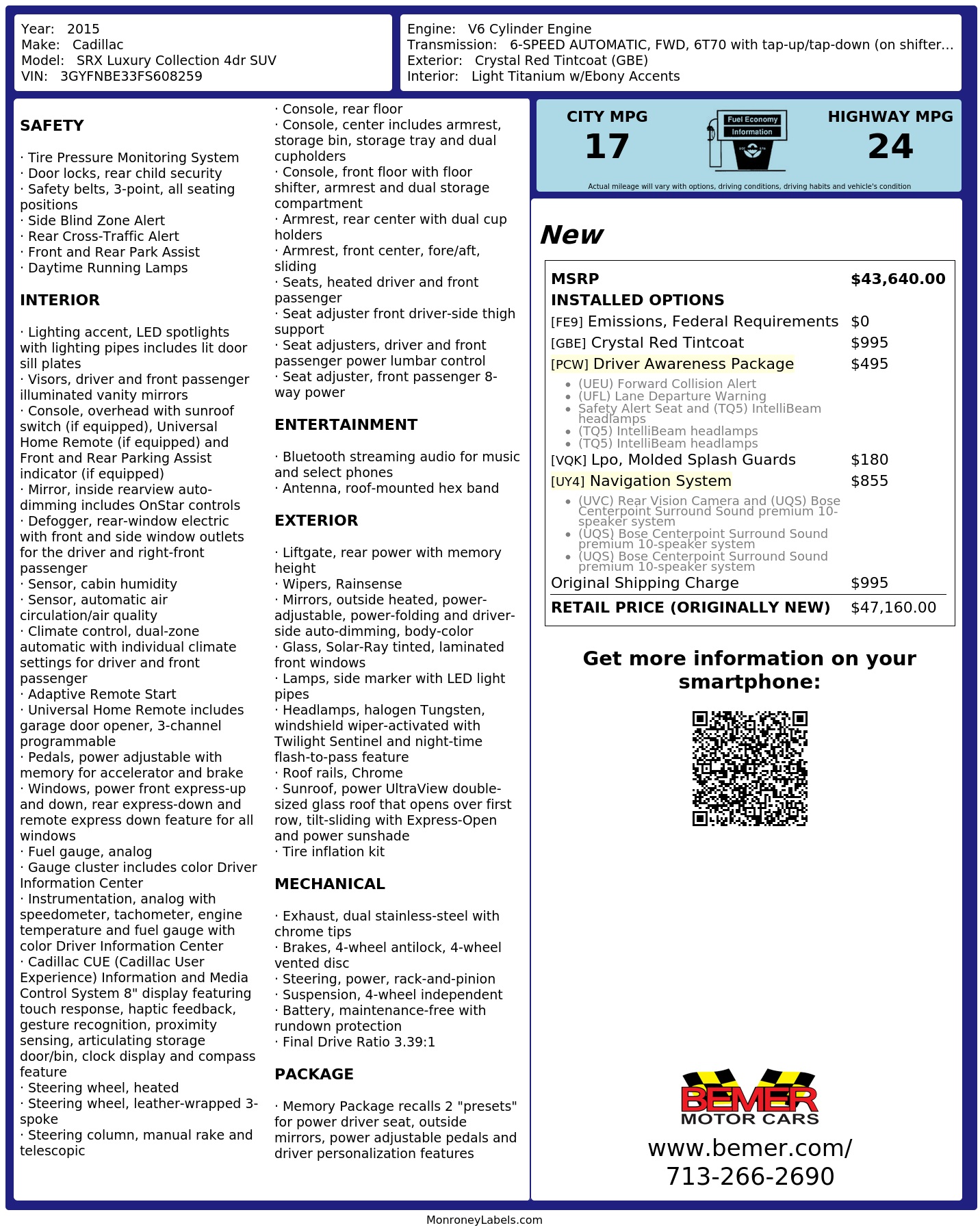 Monroney Label