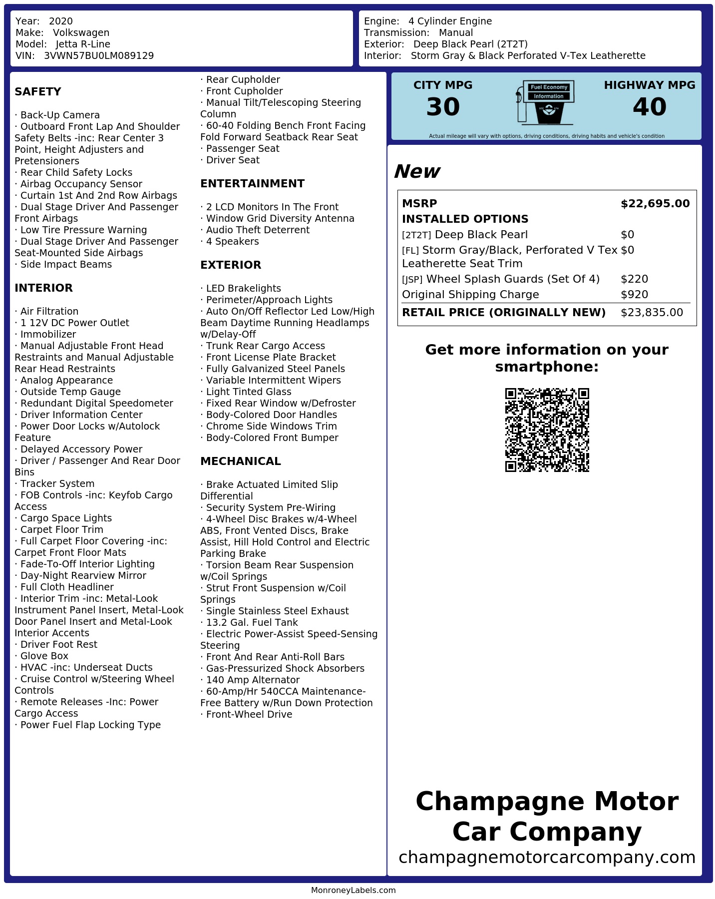 Monroney Label