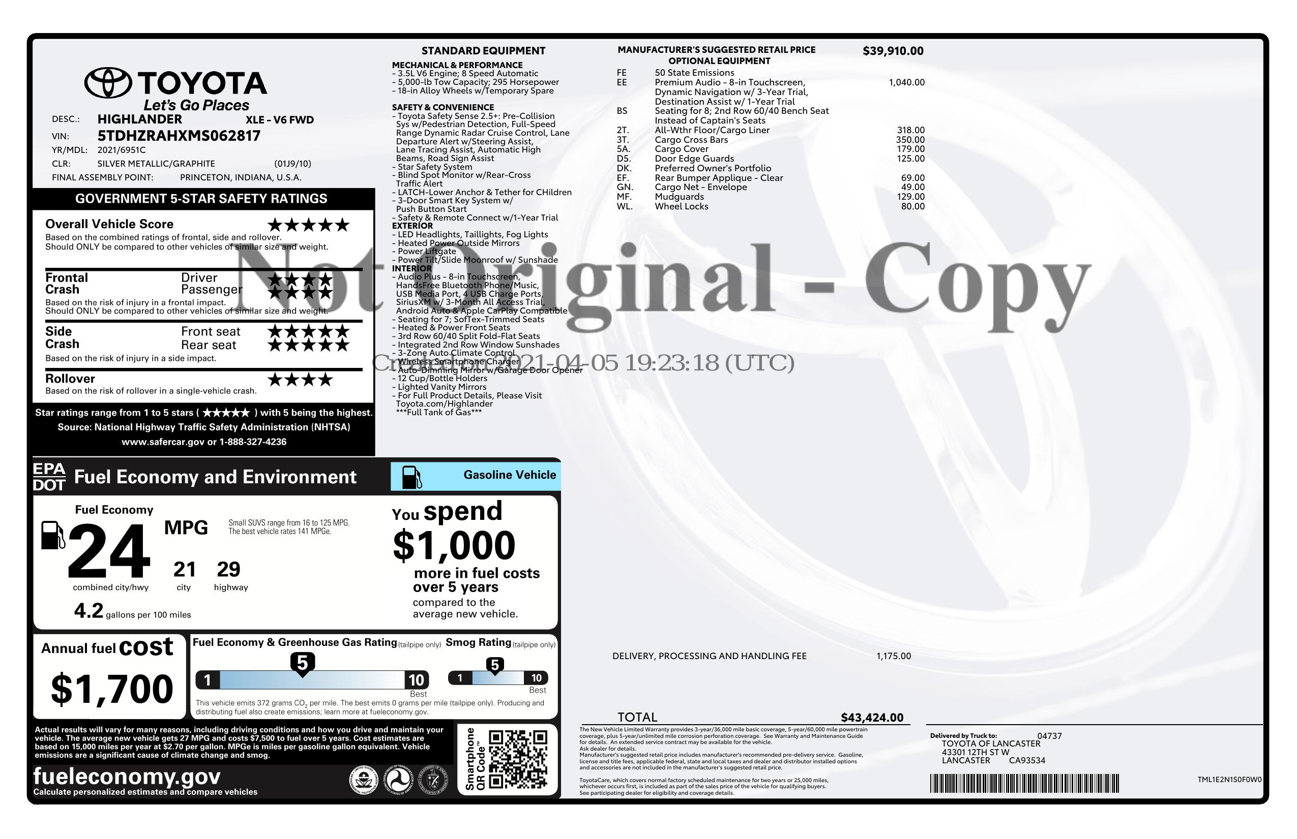 Monroney Label