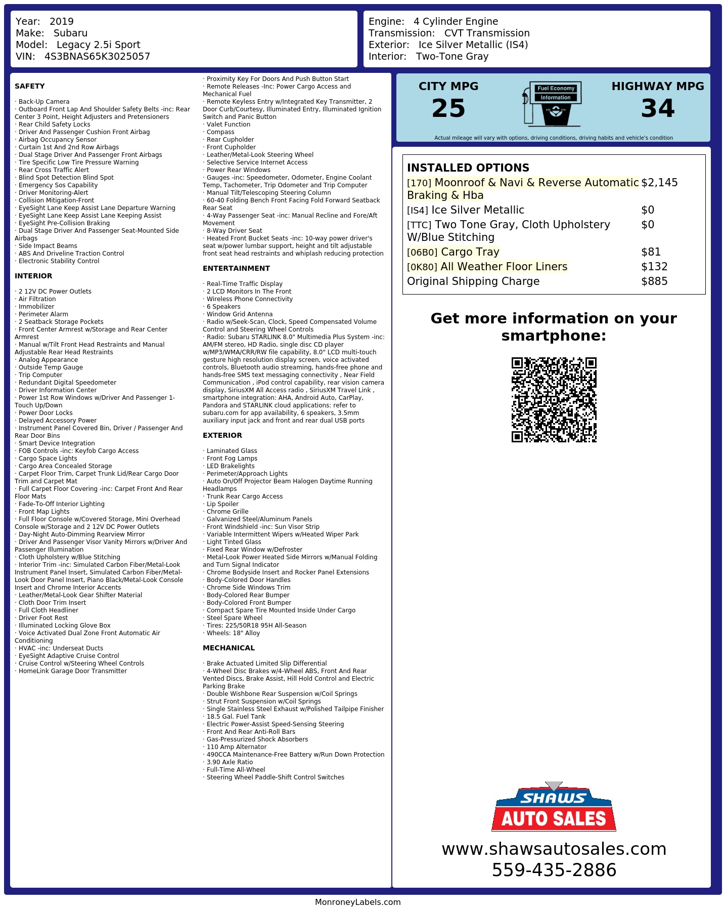 Monroney Label