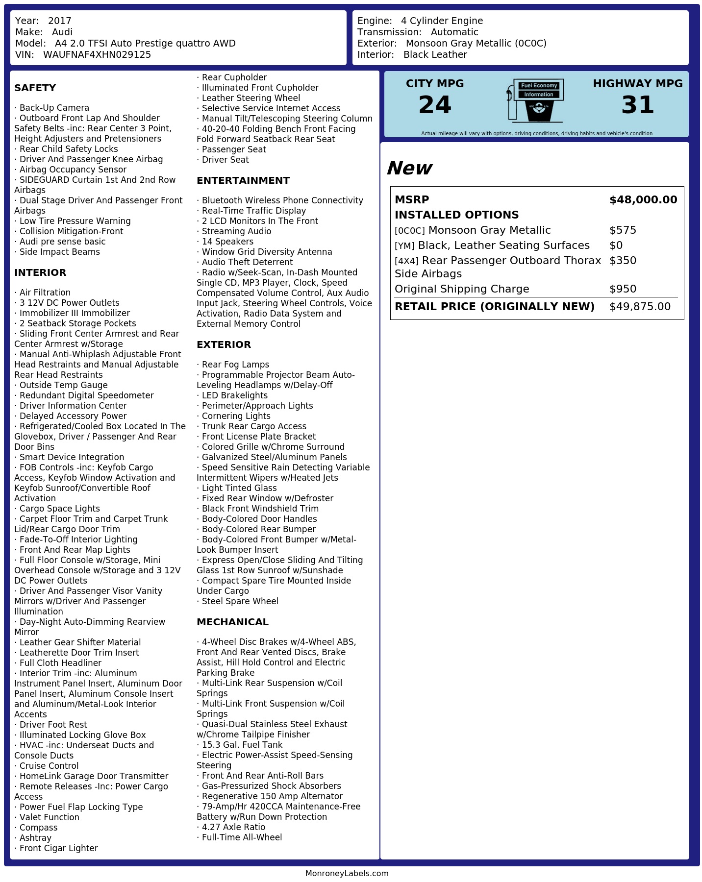 Monroney Label