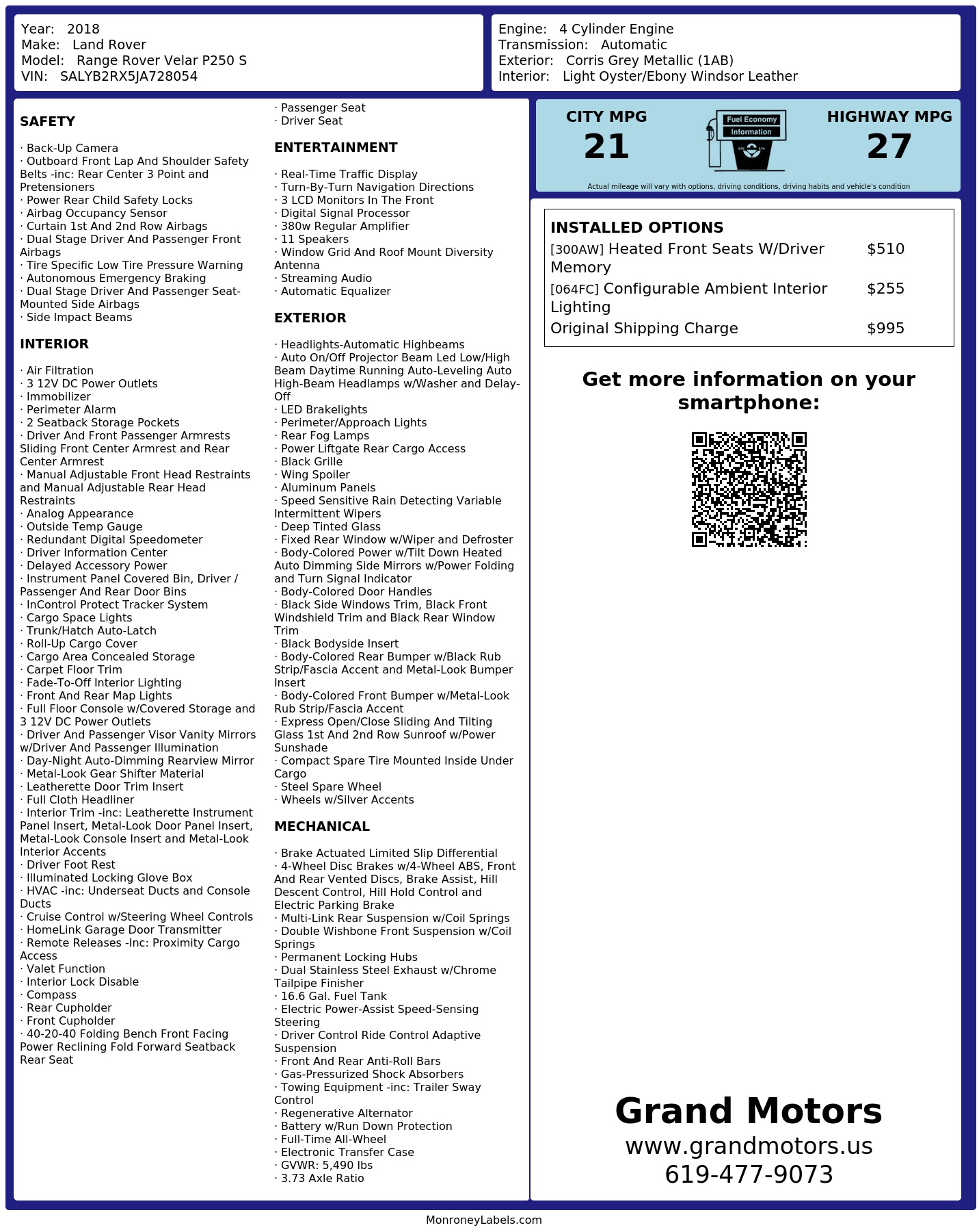 Monroney Label